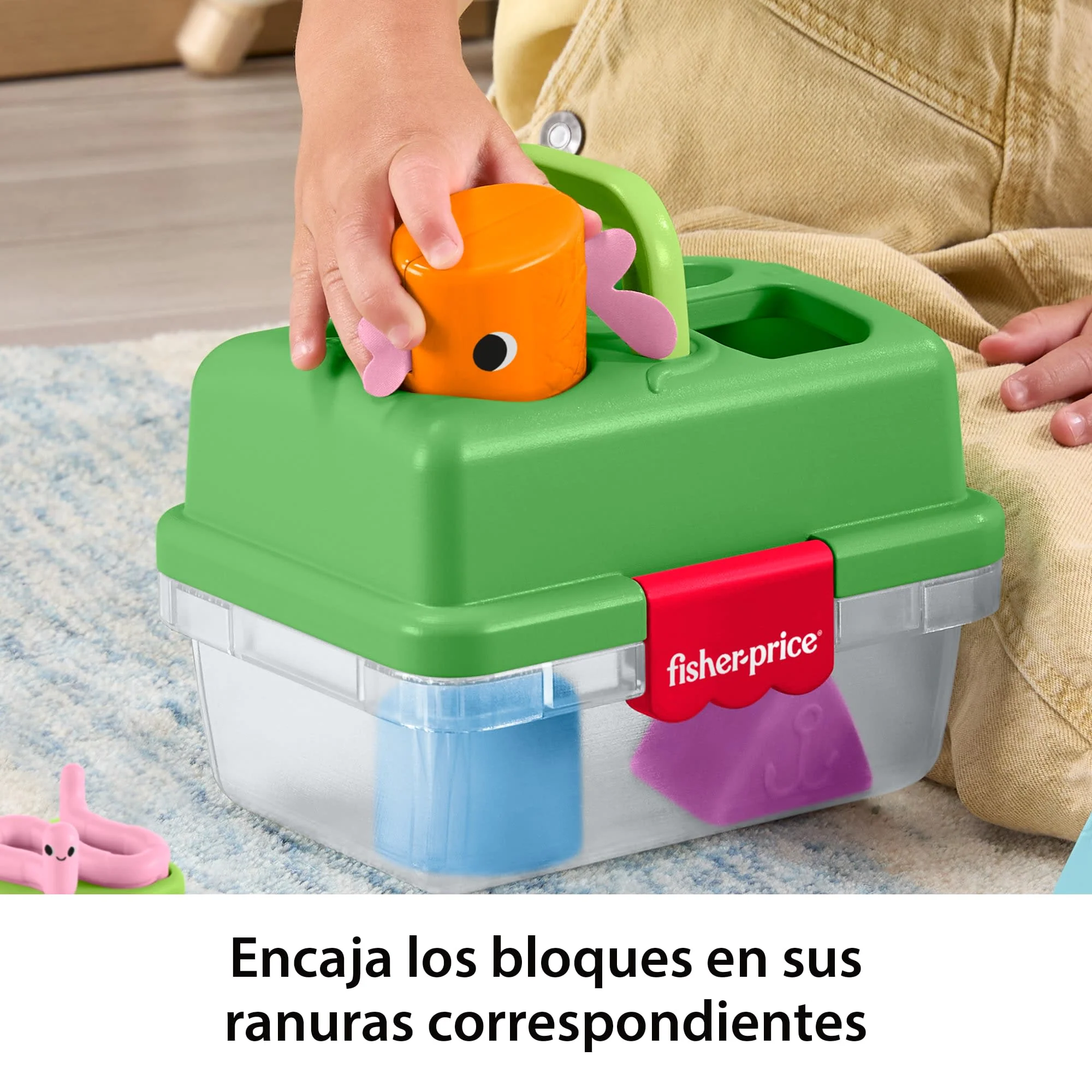Caja De Pesca Encaja Y Guarda Del Bosque De La Amistad De Fisher-Price, Juguete Para Bebés Con 6 Bloques De Formas Y Red De Pesca - Image 3