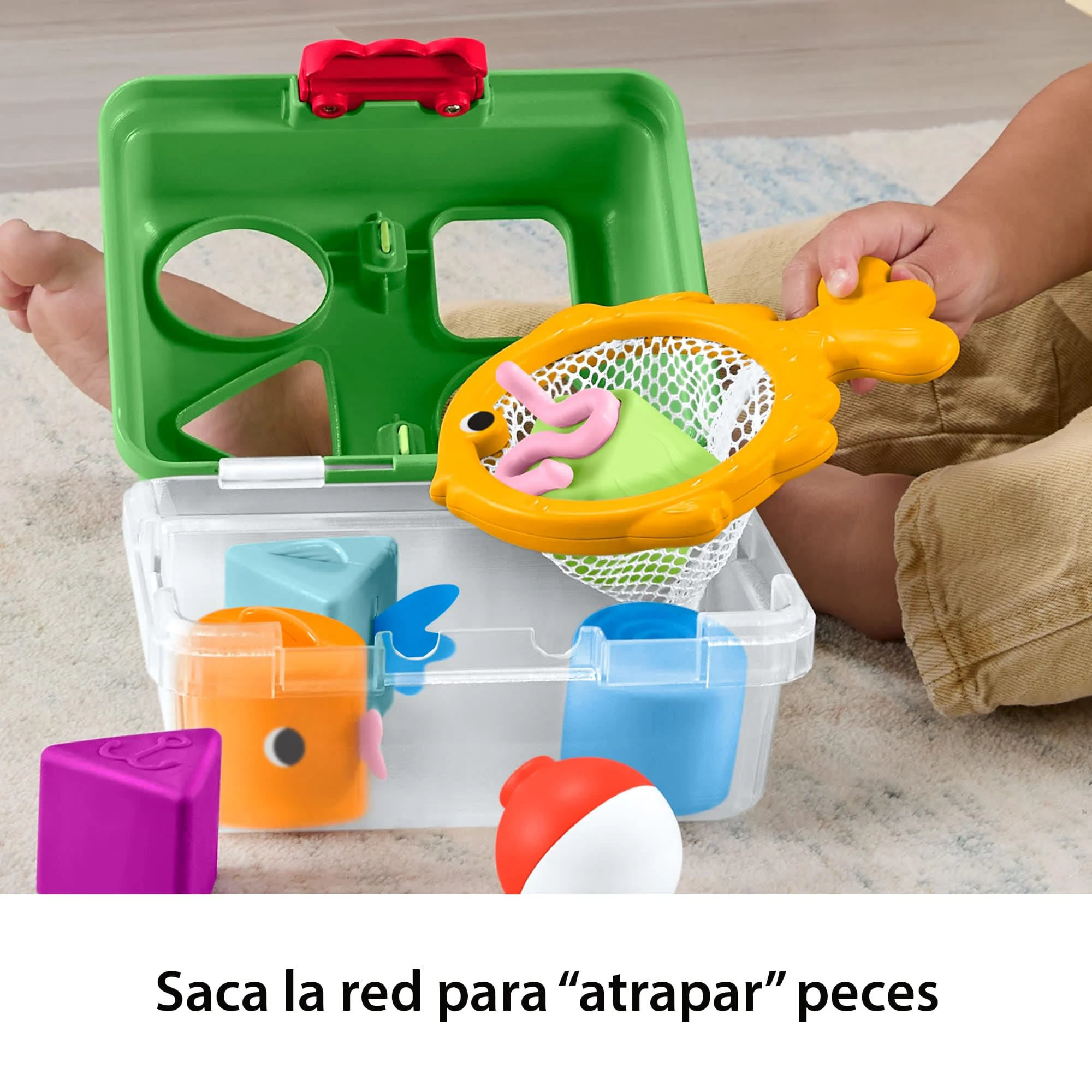 Caja De Pesca Encaja Y Guarda Del Bosque De La Amistad De Fisher-Price, Juguete Para Bebés Con 6 Bloques De Formas Y Red De Pesca - Image 4