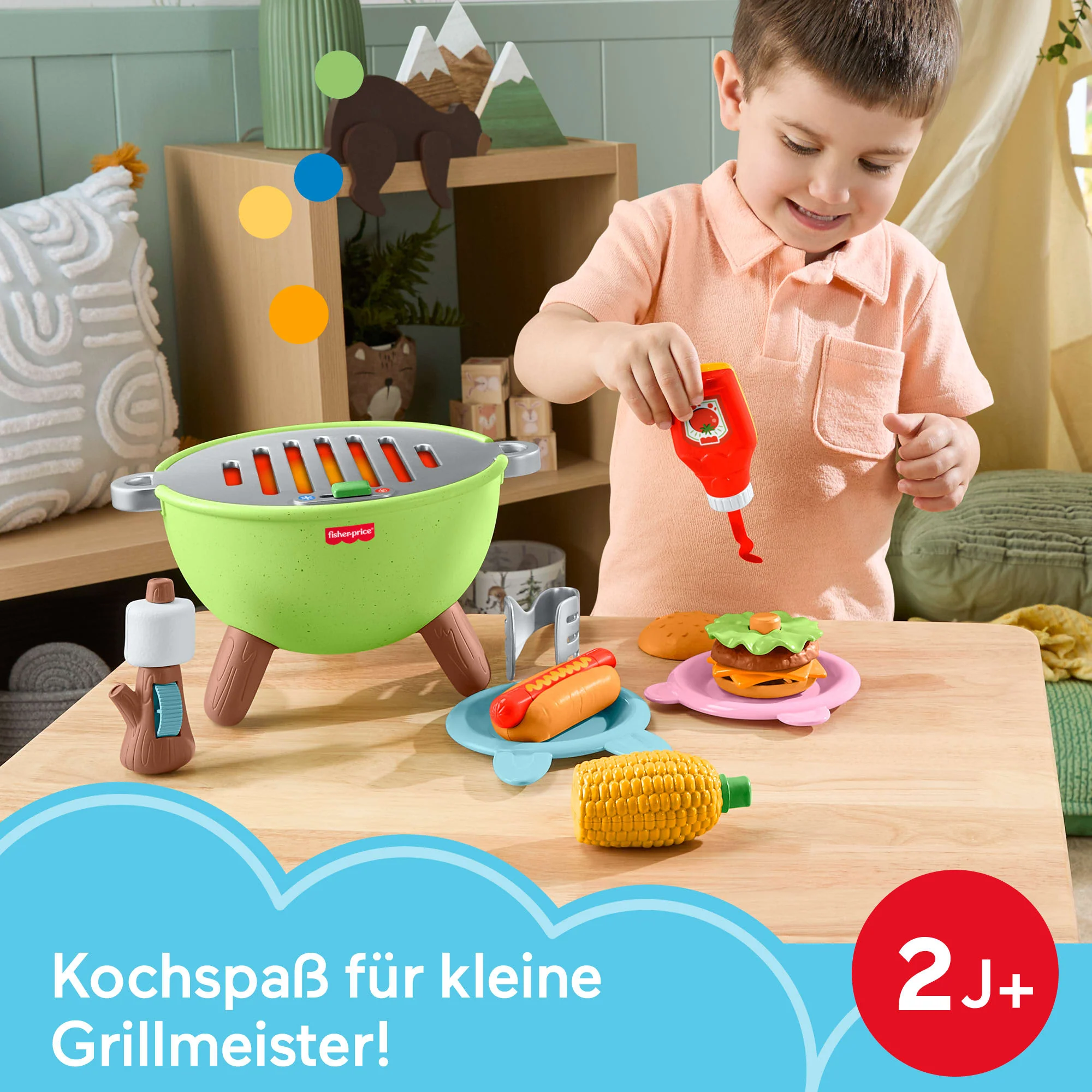Fisher-Price Camping-Freunde Grill-Spielset, Grillspaß-Rollenspielset Für Kleinkinder Und Kinder, 14 Teile - Image 2