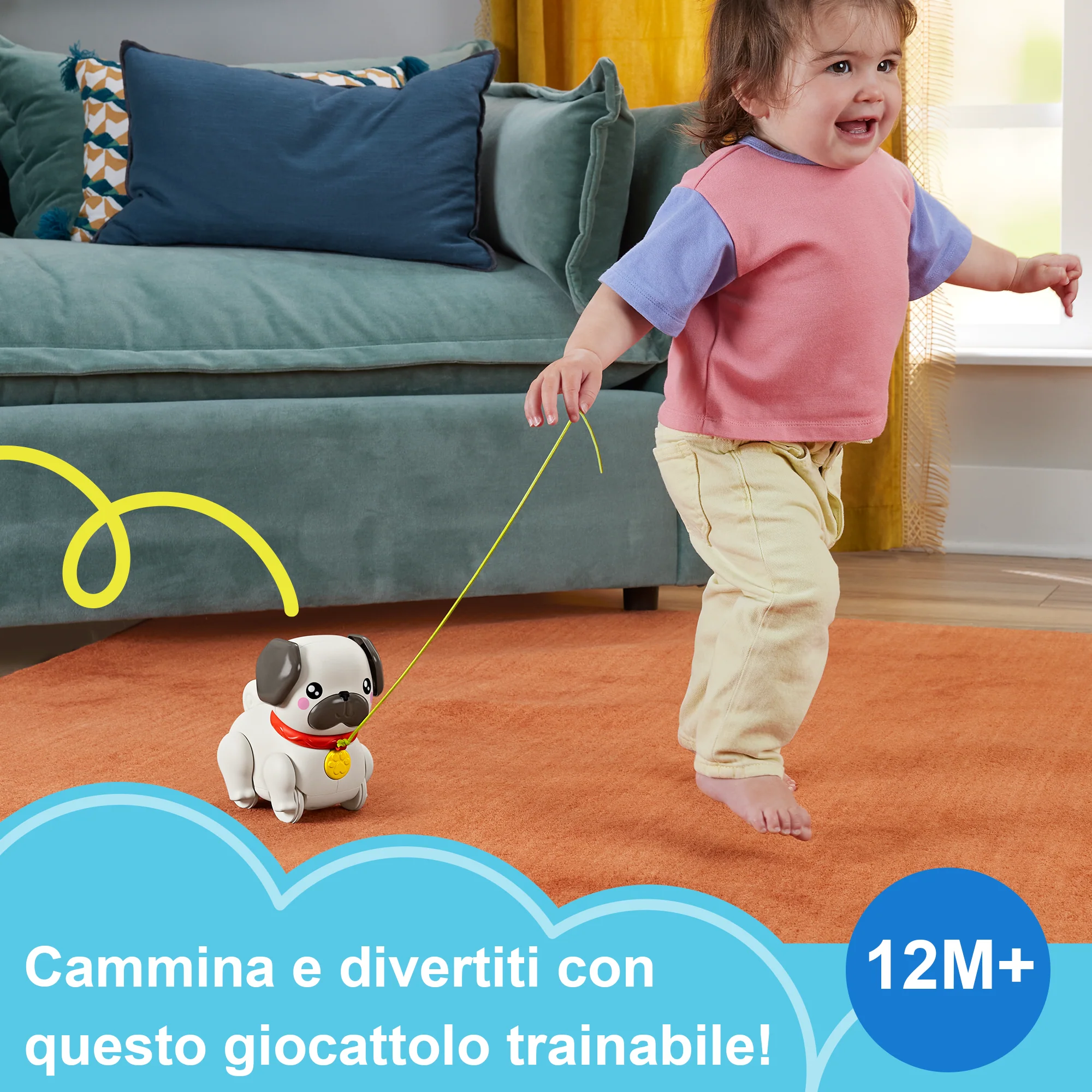 Fisher-Price Fp Pets Carlino Cammina Con Me, Giocattolo Trainabile Per Neonati E Bambini Con Movimento E Suoni - Image 2