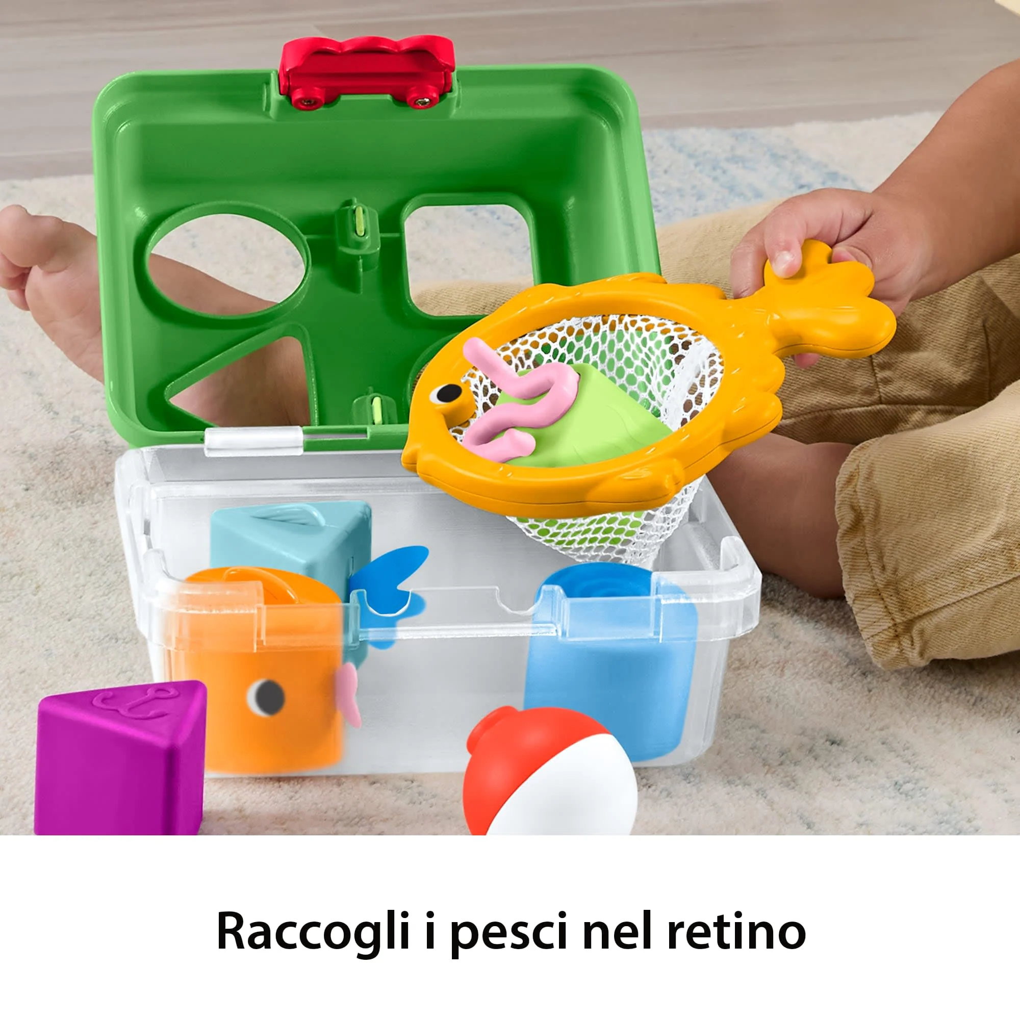 Fisher-Price Cassetta Scegli La Forma Amici Della Foresta, Giocattolo Per Bambini Con 6 Blocchi E Retino Da Pesca - Image 4