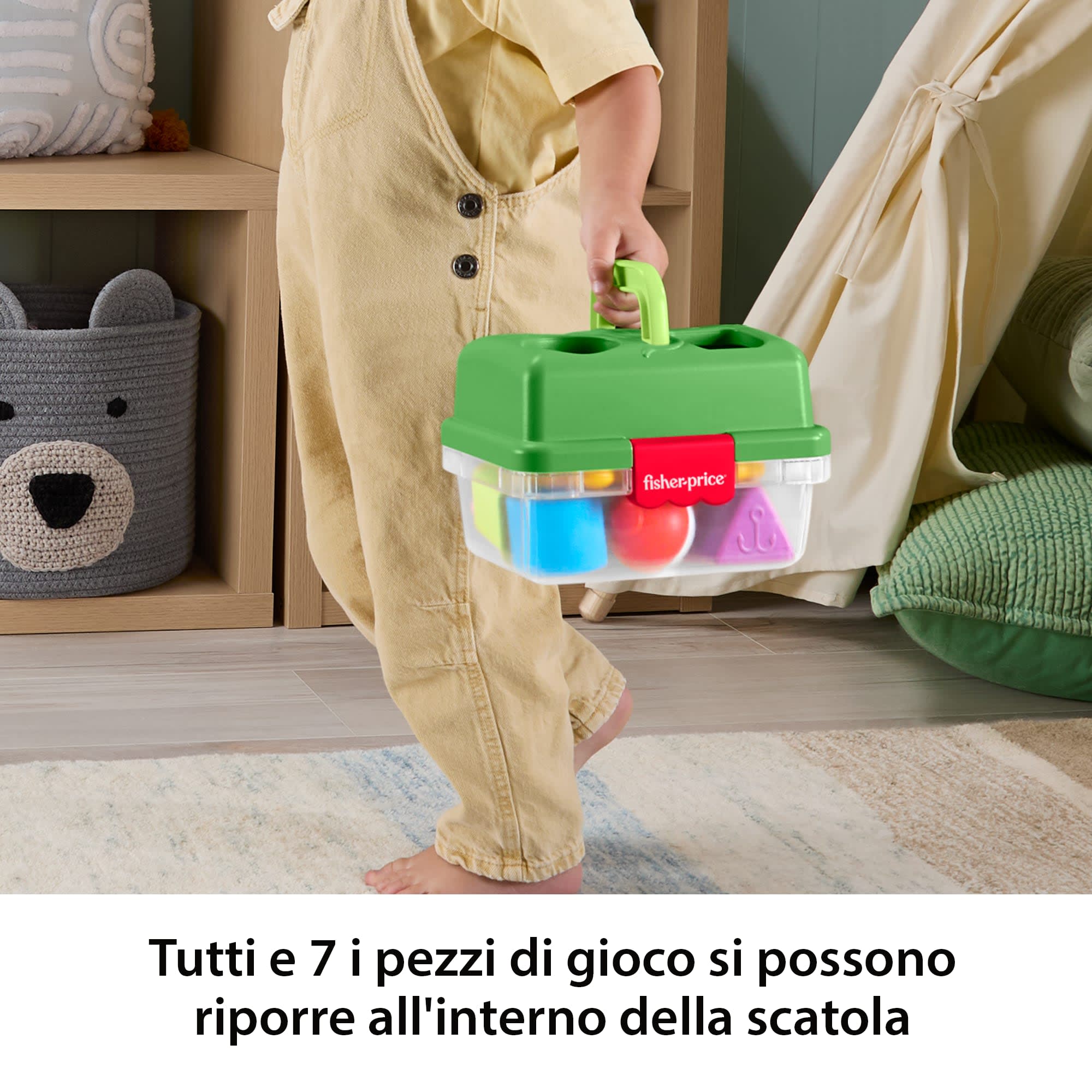 Fisher-Price Cassetta Scegli La Forma Amici Della Foresta, Giocattolo Per Bambini Con 6 Blocchi E Retino Da Pesca - Image 5