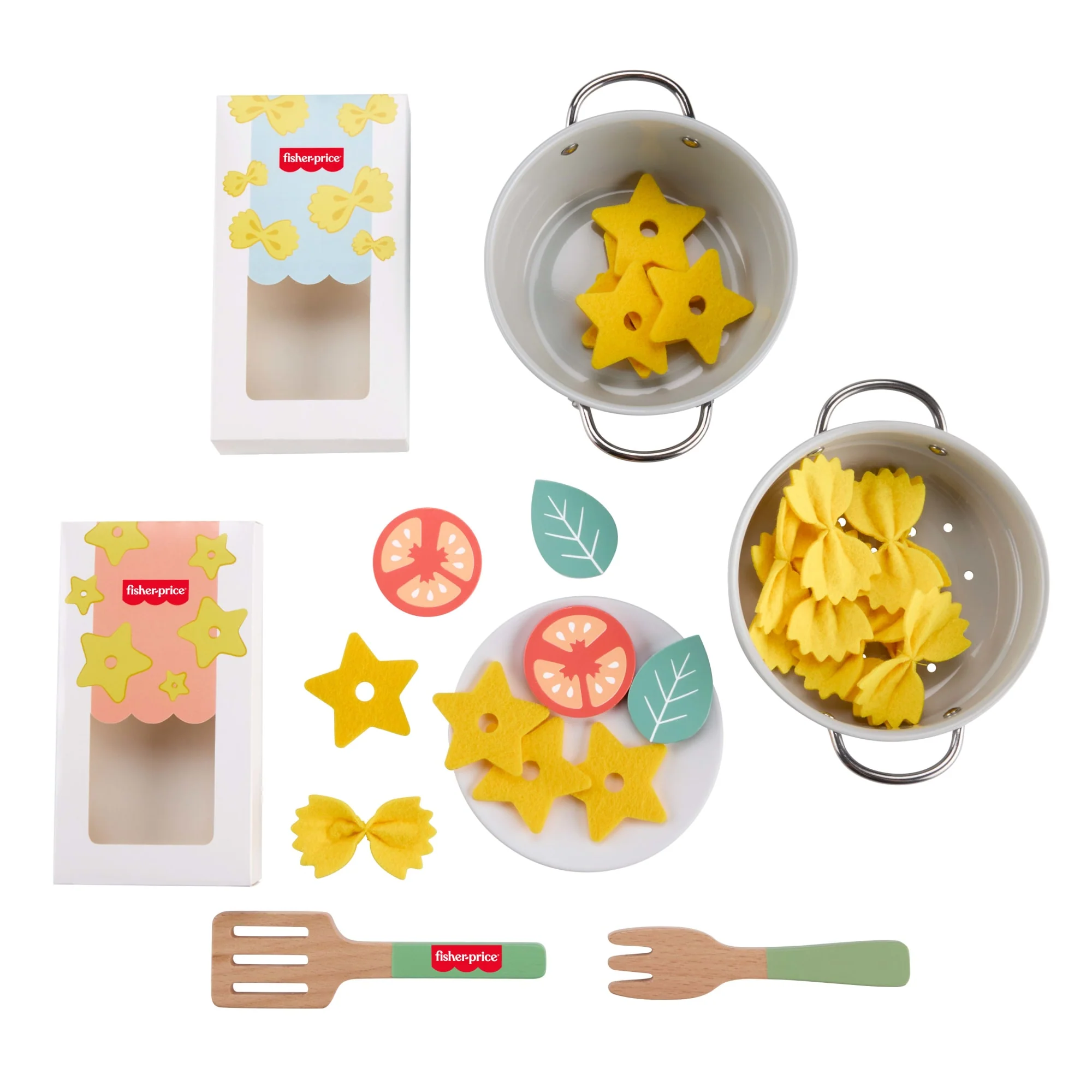 Σετ Ζυμαρικών Fisher-Price Με Κατσαρολάκια Και Ξύλινα Ζυμαρικά Για Παιχνίδι Μίμησης, 31 Κομμάτια - Image 5