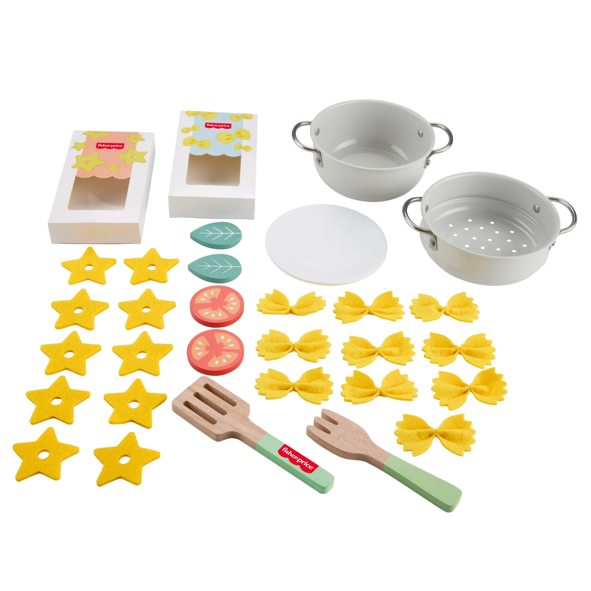 Σετ Ζυμαρικών Fisher-Price Με Κατσαρολάκια Και Ξύλινα Ζυμαρικά Για Παιχνίδι Μίμησης, 31 Κομμάτια - Image 6
