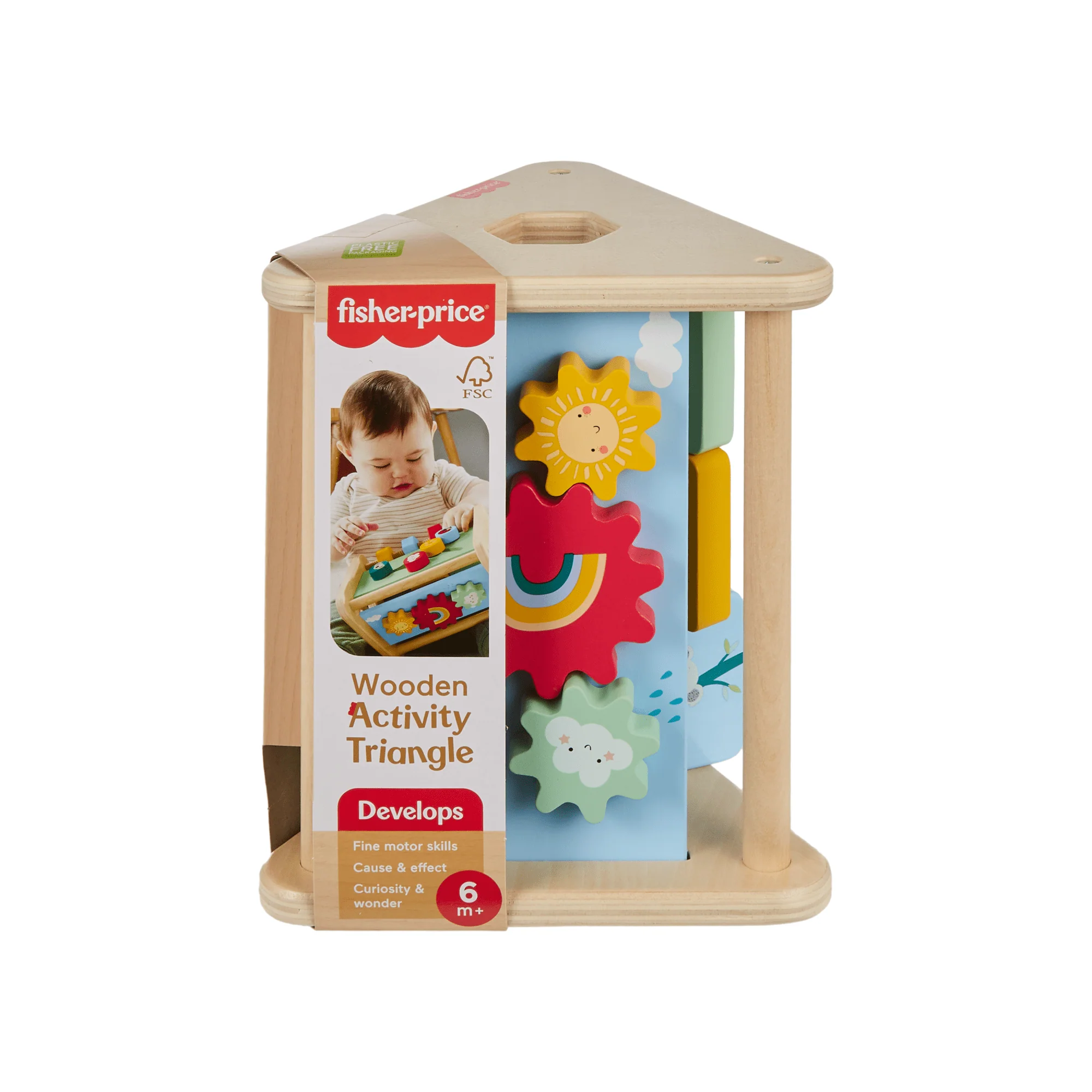 Fisher-Price Ξύλινο Τρίγωνο Δραστηριοτήτων, Παιχνίδι 2 Όψεων Για Μωρά, 1 Ξύλινο Κομμάτι - Image 6