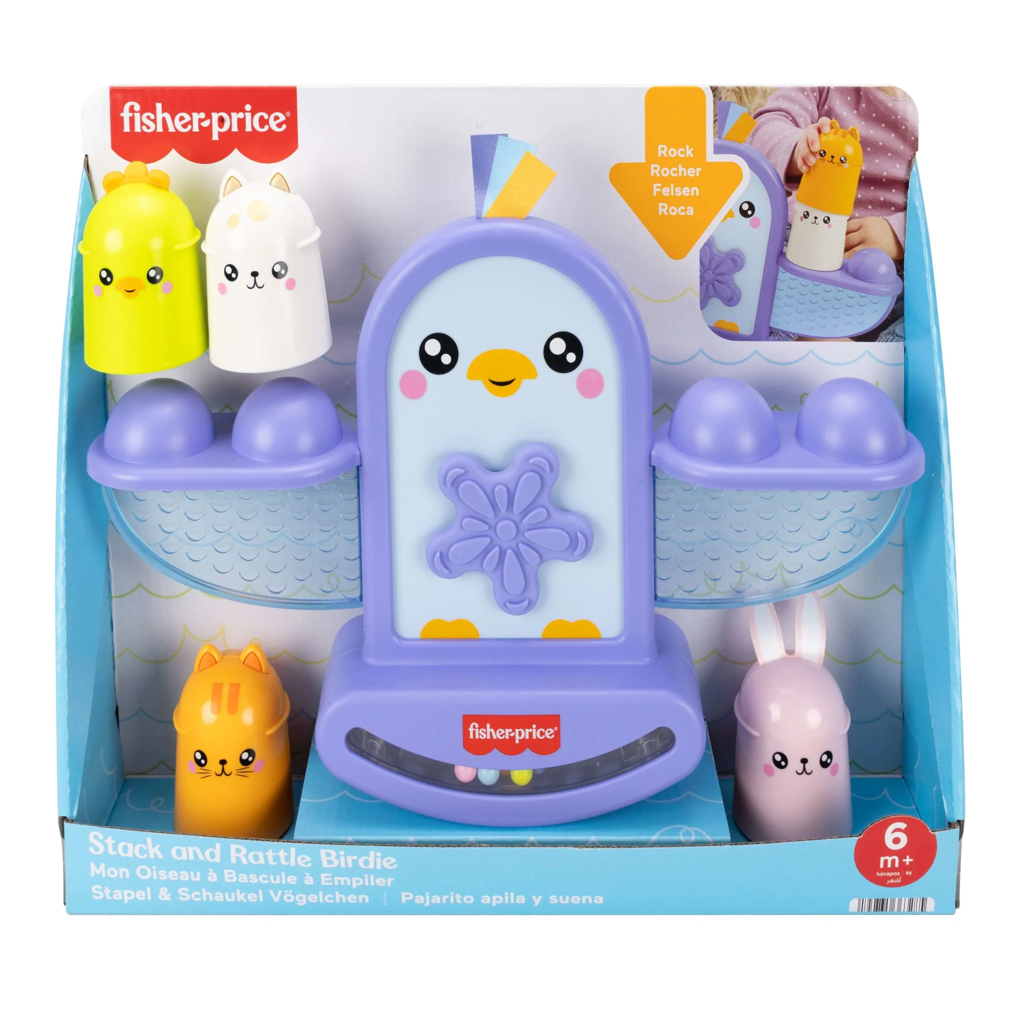 Fisher-Price Çıngıraklı Minik Kuş, Duyusal Gelişime Yardımcı Üst Üste Dizme Oyuncağı, 5 Parça - Image 6
