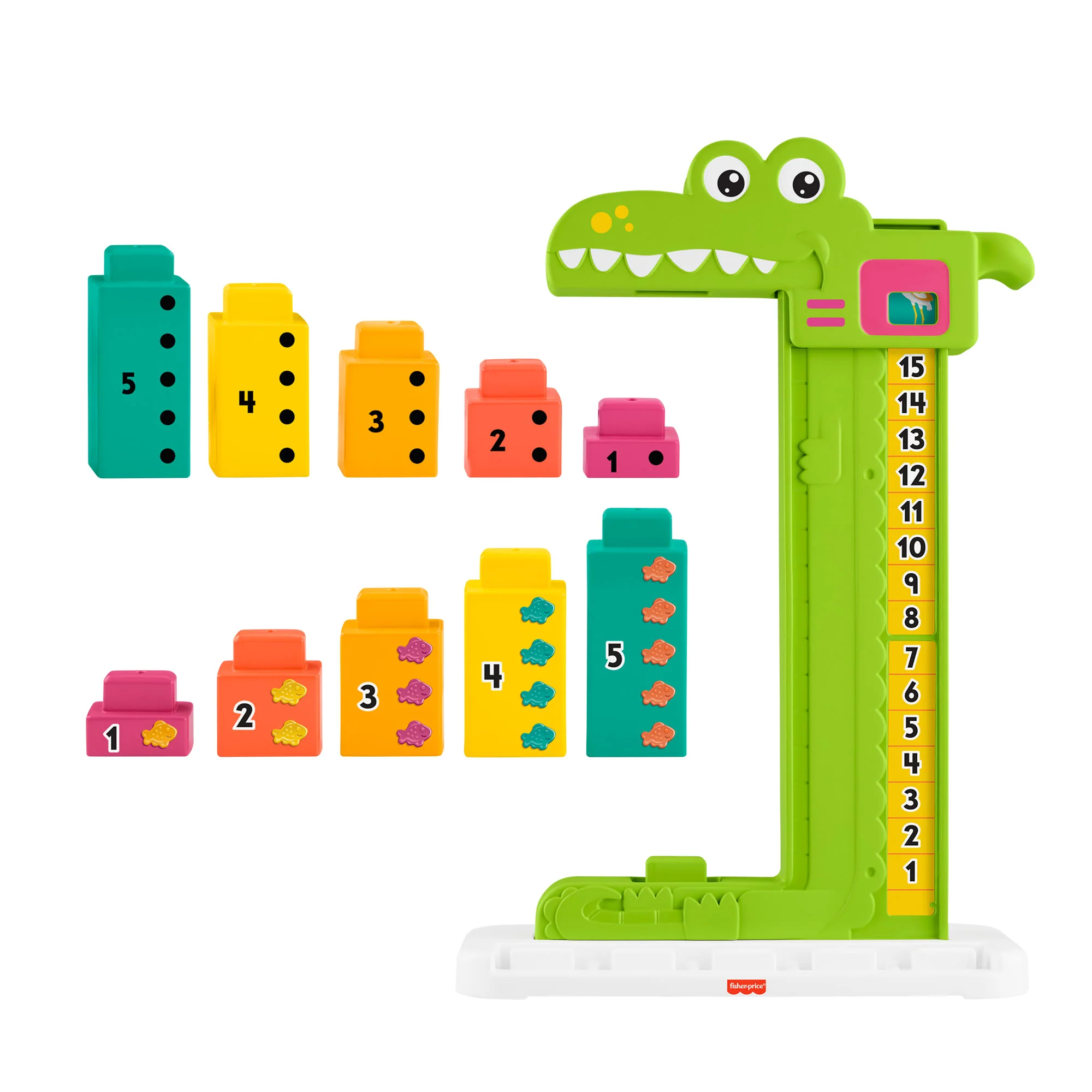 Giocattolo Educativo Fisher-Price Coccodrillo Conta E Somma Con 10 Blocchi Impilabili Per Bambini in Età Prescolare - Image 5
