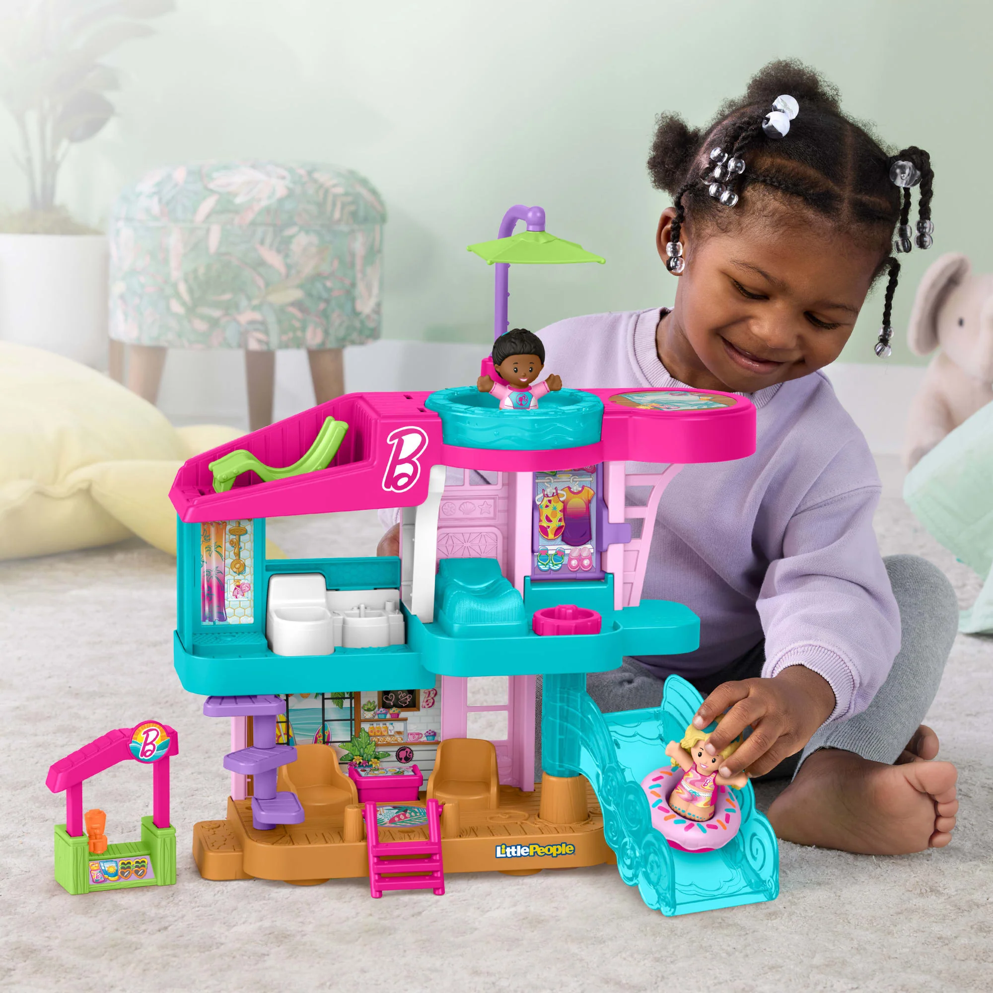 Fisher-Price-Coffret Maison De Plage Barbie Little People-2 Figurines - Image 2