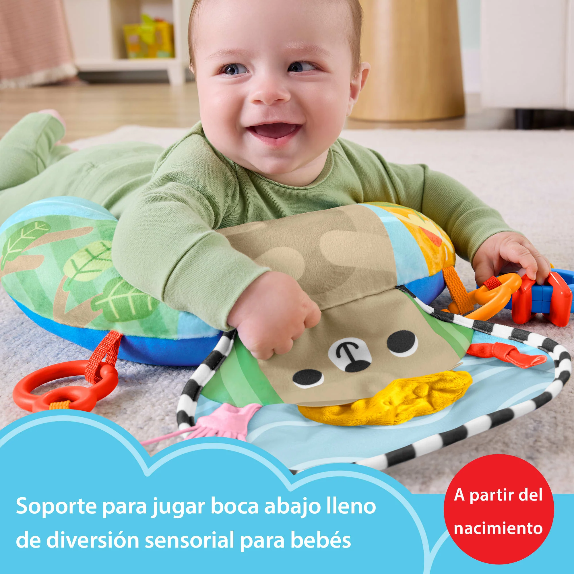 Cojín Para Jugar Bocabajo Aventuras Sensoriales De Fisher-Price, Juguete Para Bebés Con Mordedor Y Sonajero - Image 2