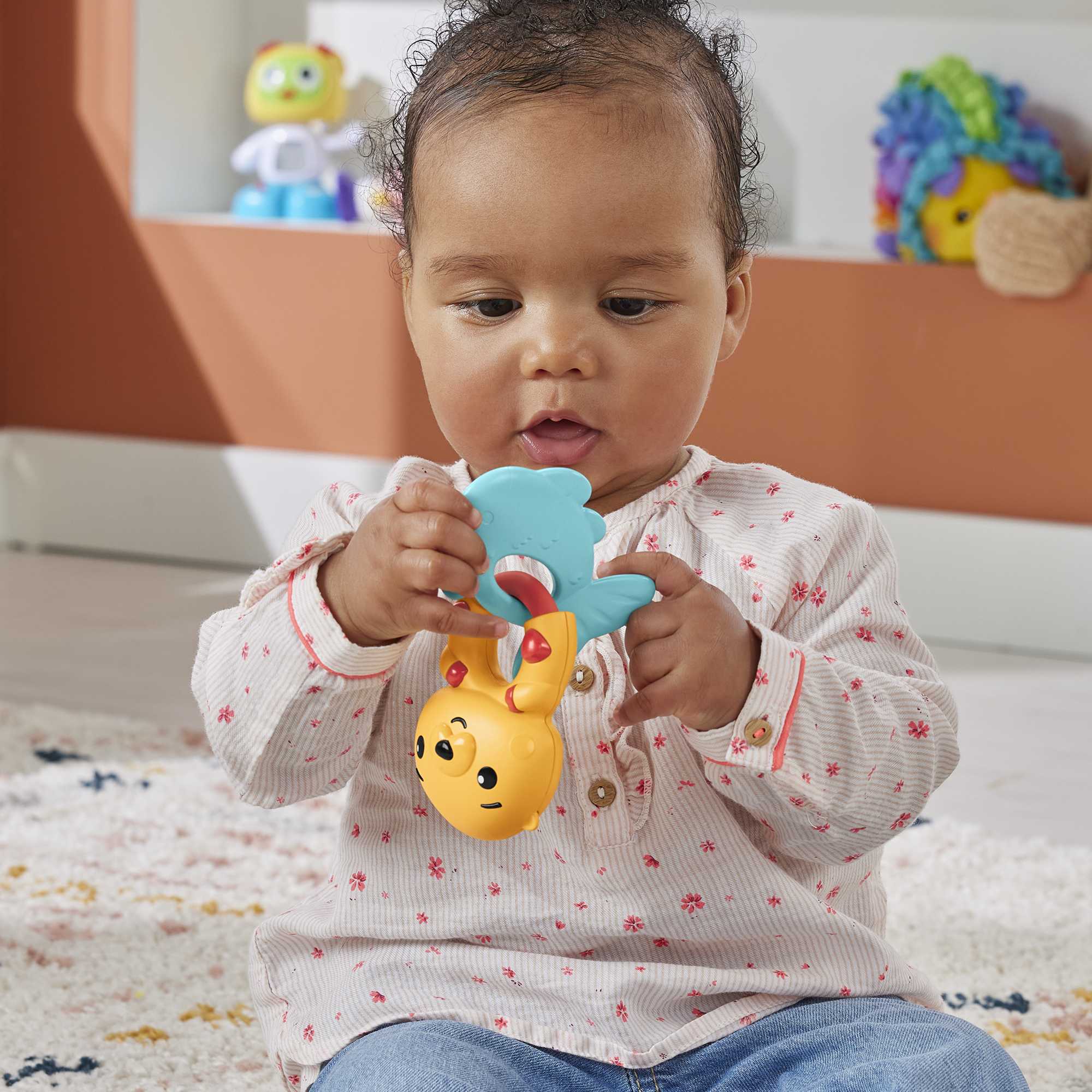 Fisher-Price collectie babyspeelgoed met dierenthema, rammelaar, bijtring en klik-klakspeeltje voor pasgeborenen - Image 2
