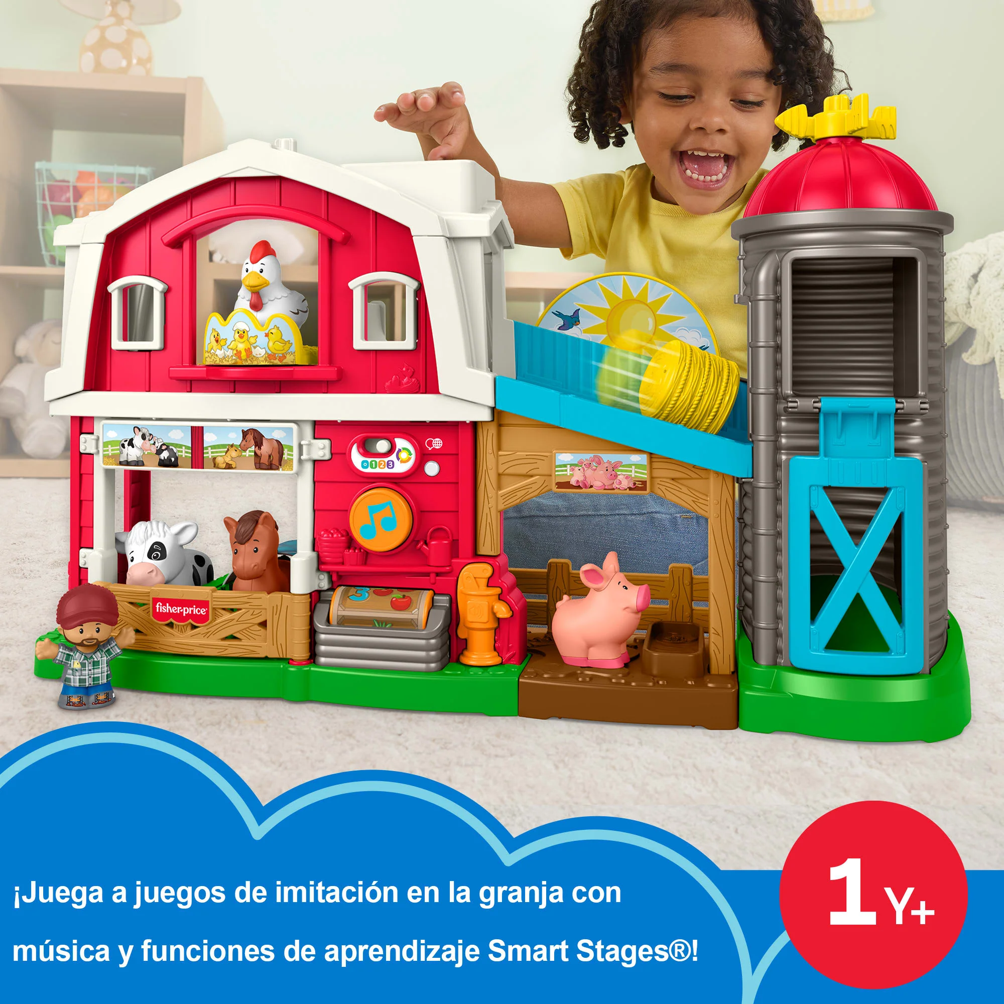 Conjunto De Juego De Granja De Animales Diversión En La Granja De Little People De Fisher-Price, Juguete Educativo Para Niños/As Pequeños/As, Versión Multilingüe - Image 2