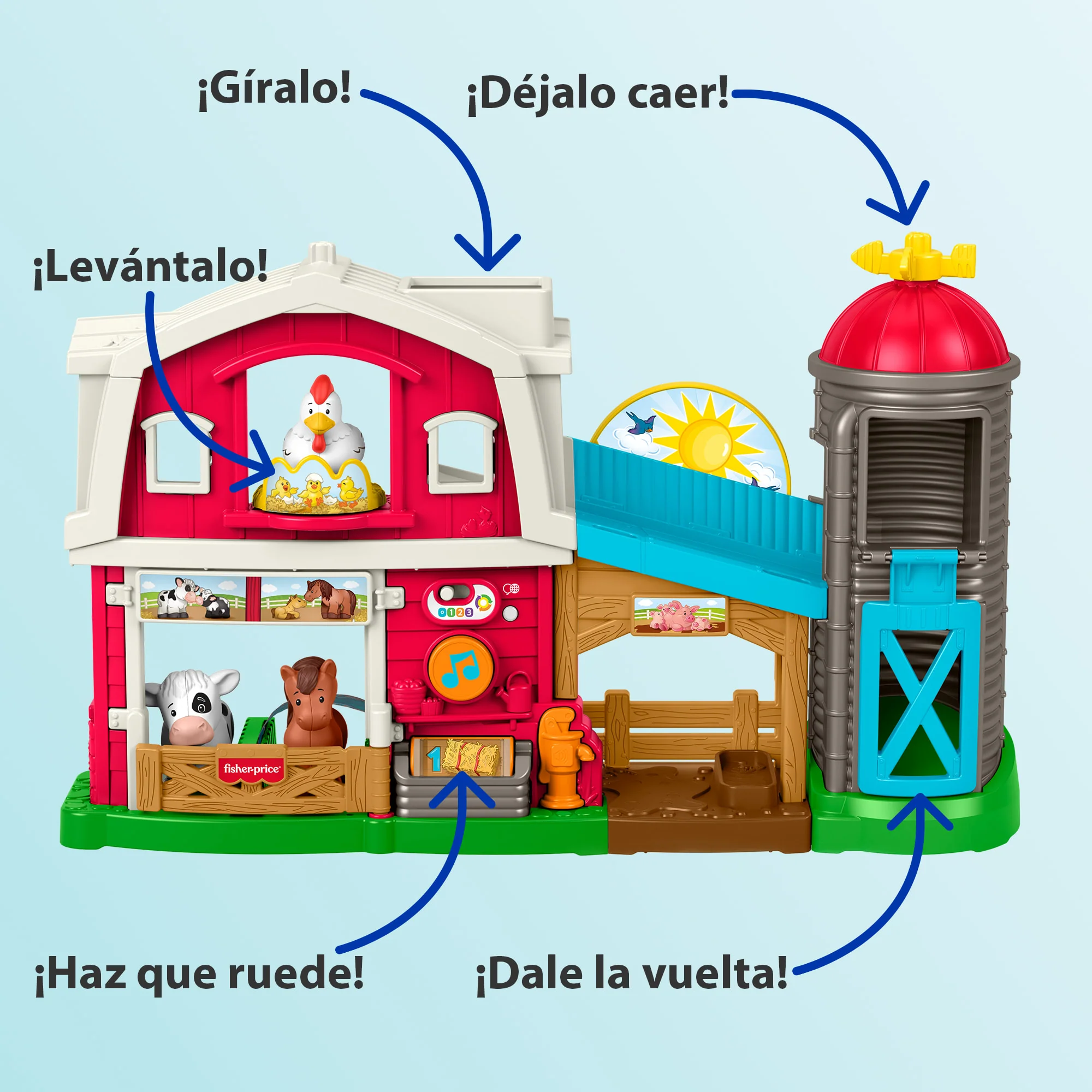 Conjunto De Juego De Granja De Animales Diversión En La Granja De Little People De Fisher-Price, Juguete Educativo Para Niños/As Pequeños/As, Versión Multilingüe - Image 4