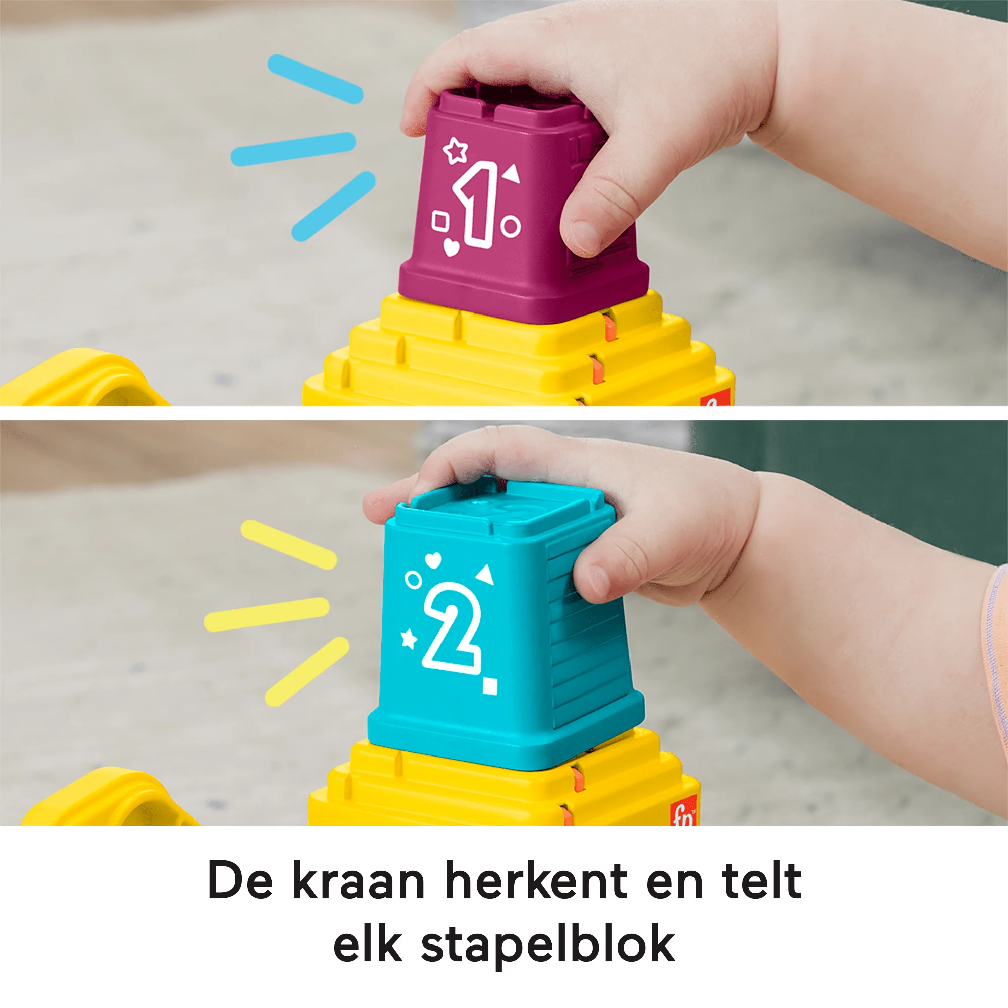 Fisher-Price Tel- En Stapelkraan Met Blokken, Licht En Geluid, Versie Met Meerdere Talen - Image 4
