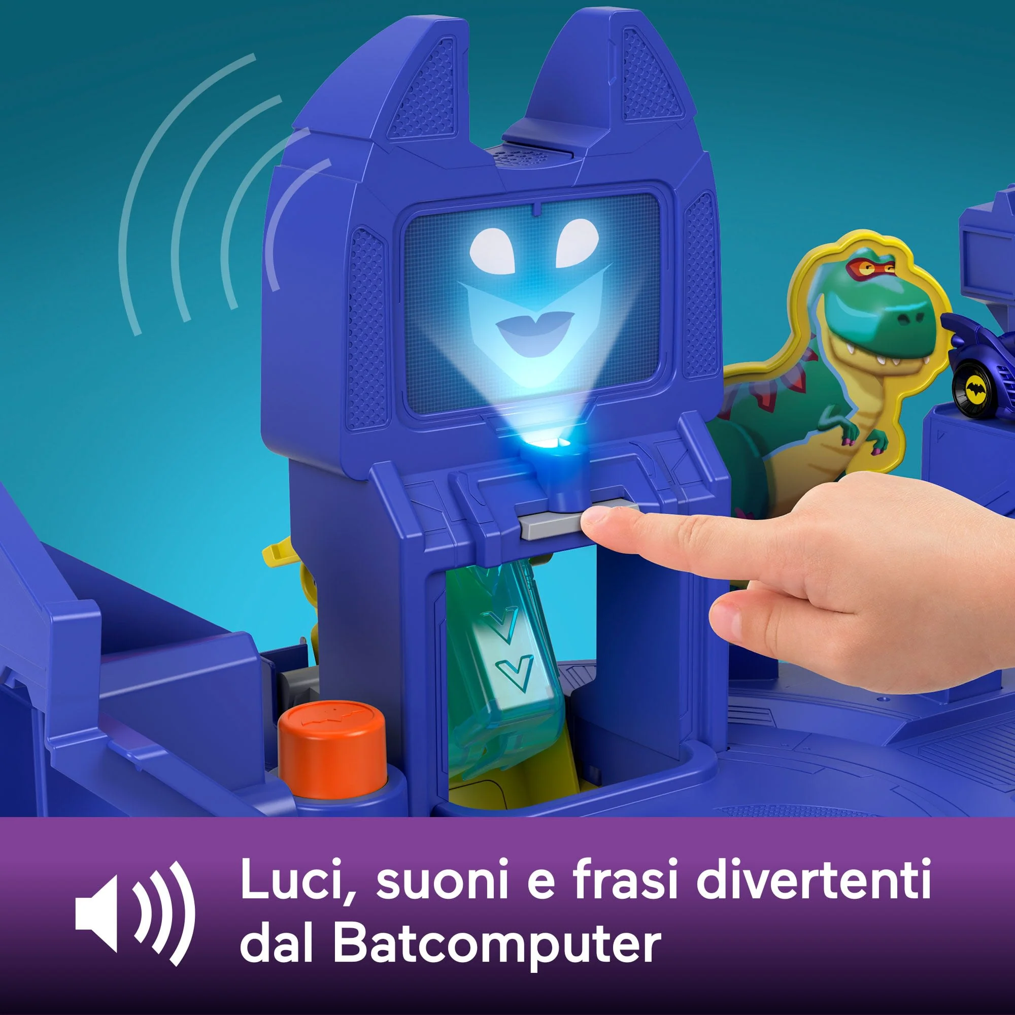 Fisher-Price Dc Batwheels Batcaverna Lancia E Sfreccia, Playset Con Pista Con Luci E Suoni, Versione Italiana - Image 3