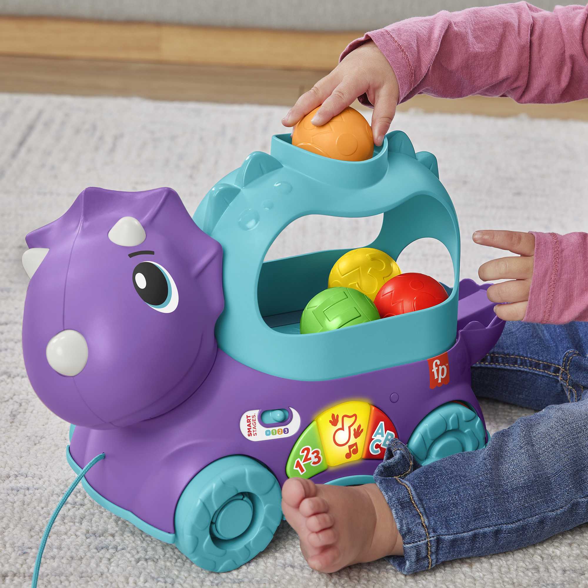 Fisher-Price Dinuś Podskakujące piłeczki Edukacyjna zabawka do ciągnięcia z polską wersją językową - Image 5