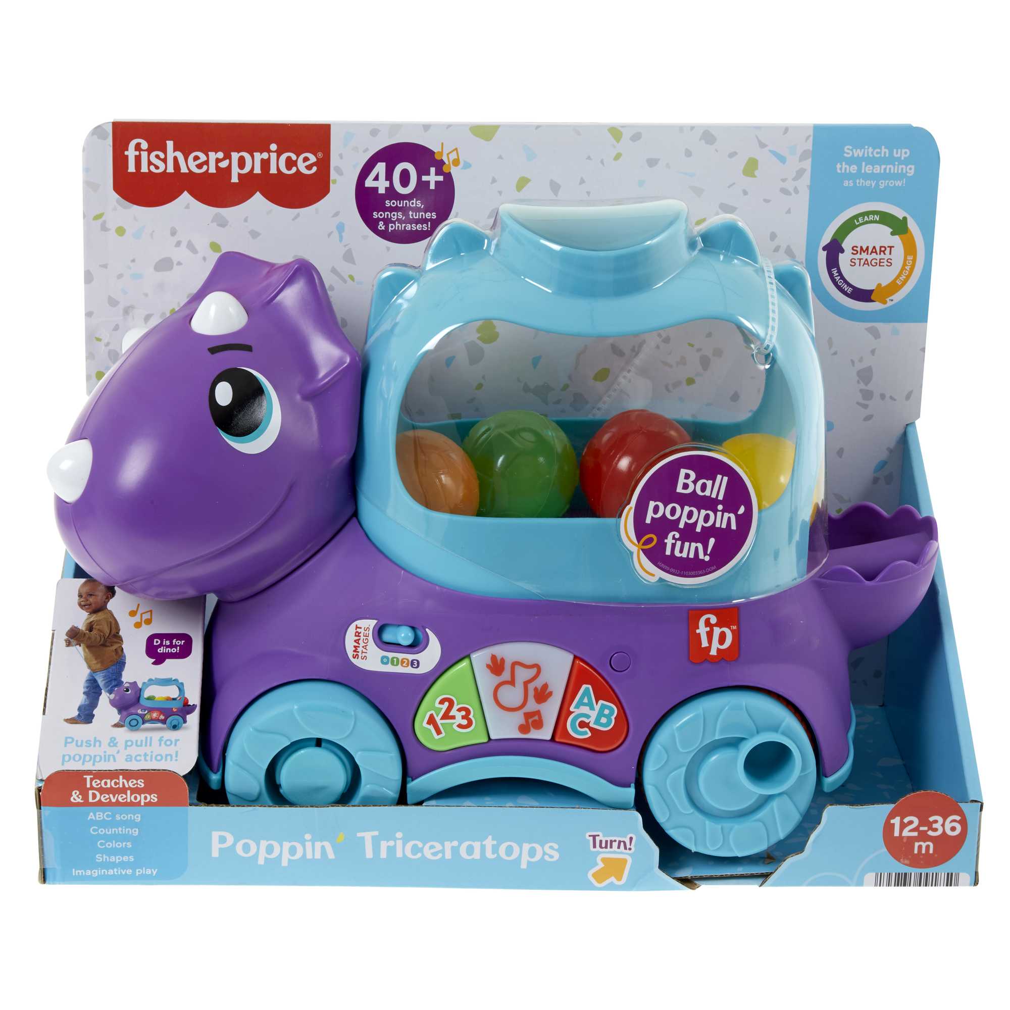 Fisher-Price Dinuś Podskakujące piłeczki Edukacyjna zabawka do ciągnięcia z polską wersją językową - Image 6