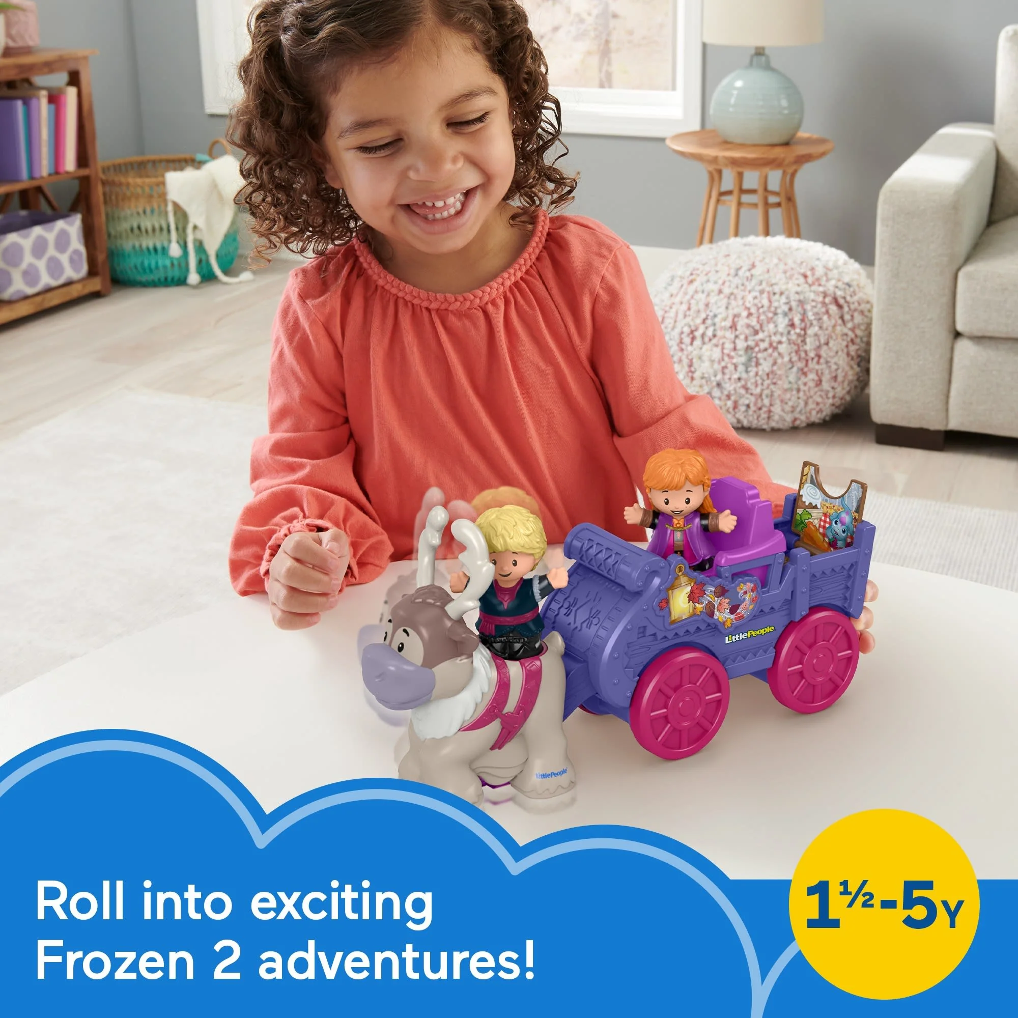 Fisher-Price Disney Frozen Anna & Kristoff's Wagon by Little People - Image 2