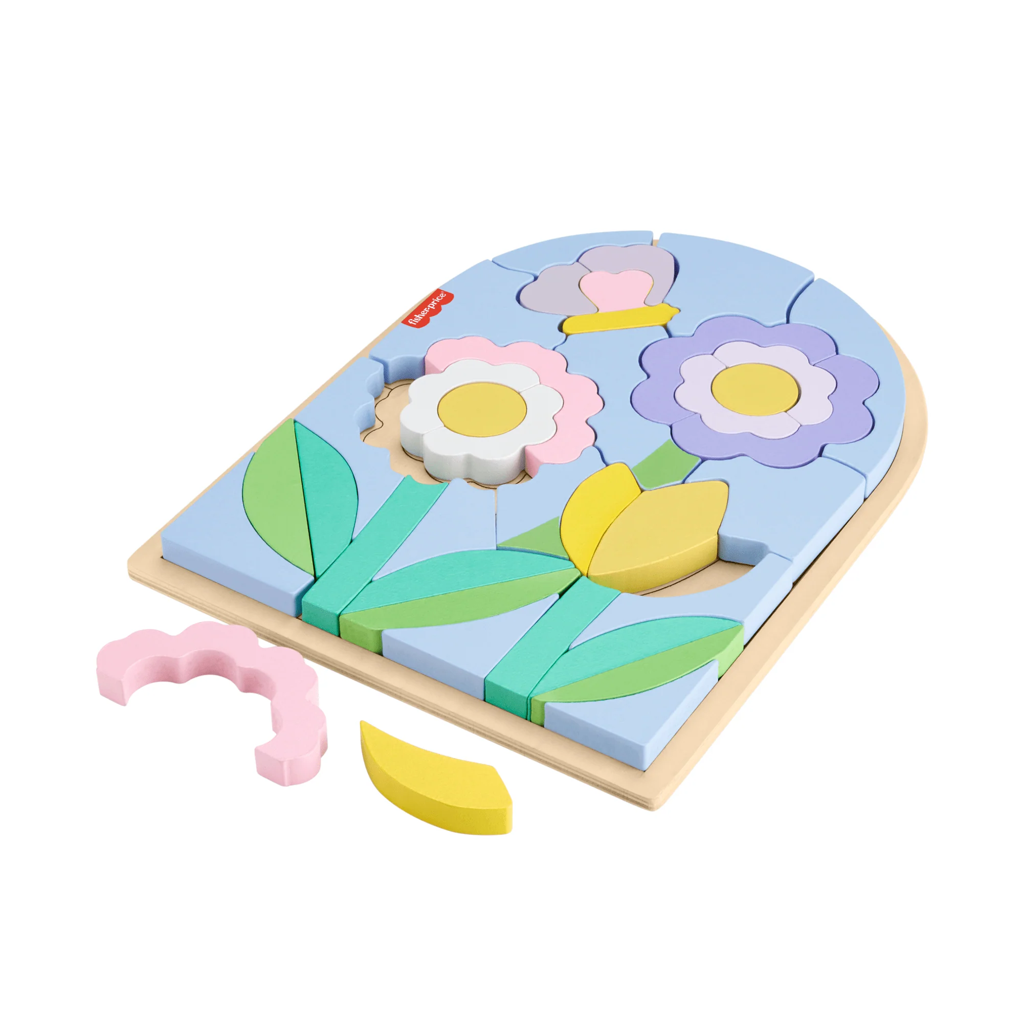 Fisher-Price Drewniane puzzle – kwiaty Układanka z klockami - Image 5