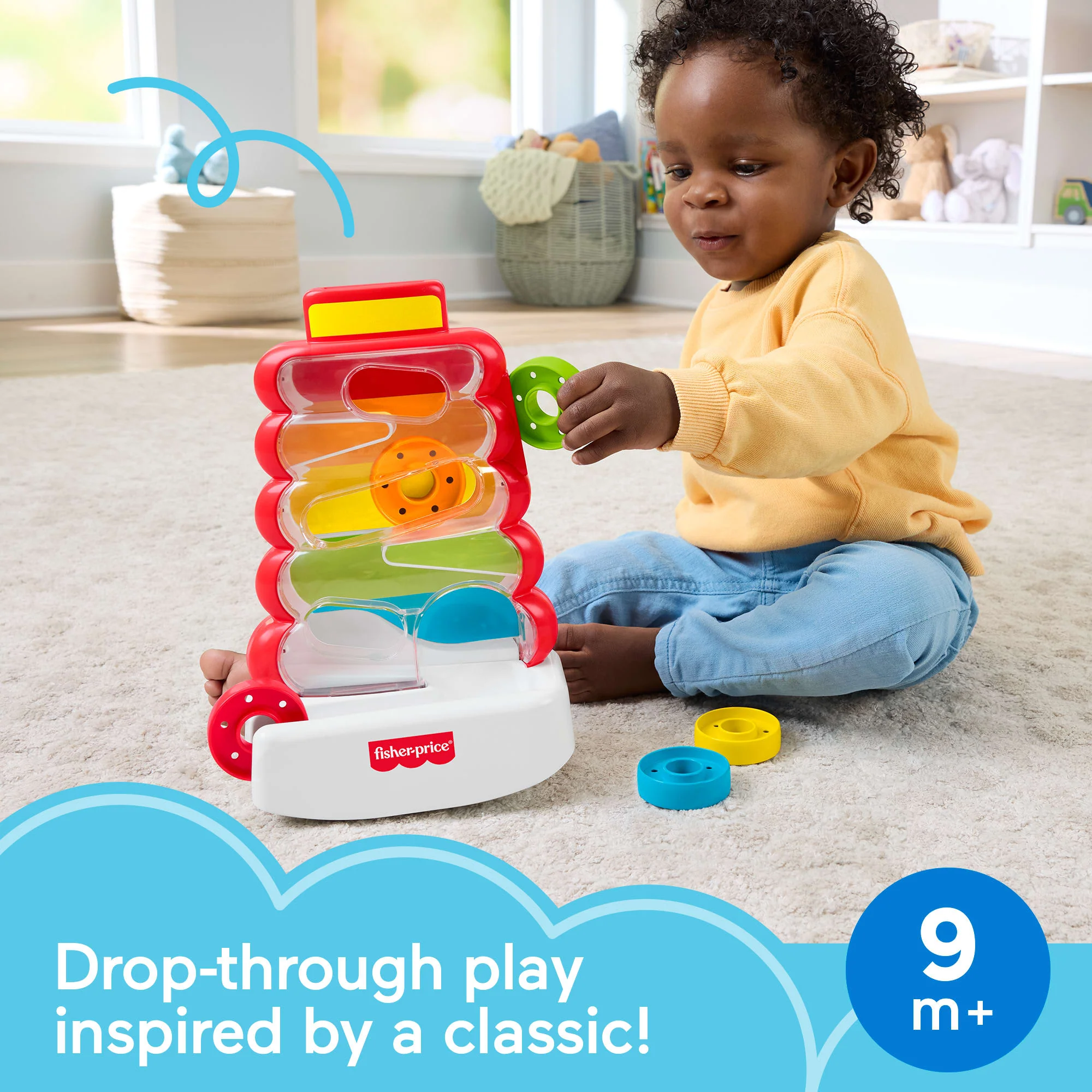 Fisher-Price Drop Through Rock-A-Stack Baby & Toddler Developmental Activity Toy, 5 Coins - Image 2