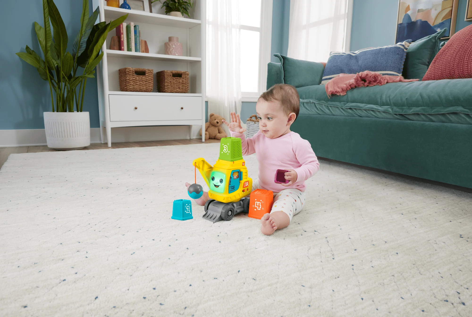 Farklı Dil Seçenekleri Ile Işıklar Eşliğinde Sesler Çalan Fisher-Price'Tan Eğitici Vinç Ve Aktivite Blokları - Image 2