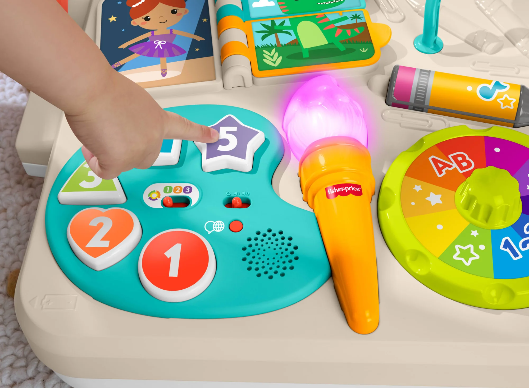 Birden Fazla Dil Desteğiyle Fisher-Price 4'Ü 1 Arada Aktivite Masası Ve Şövale, Bebeklere Ve Yürüme Çağındaki Çocuklara Yönelik Elektronik Eğitici Oyuncak - Image 5