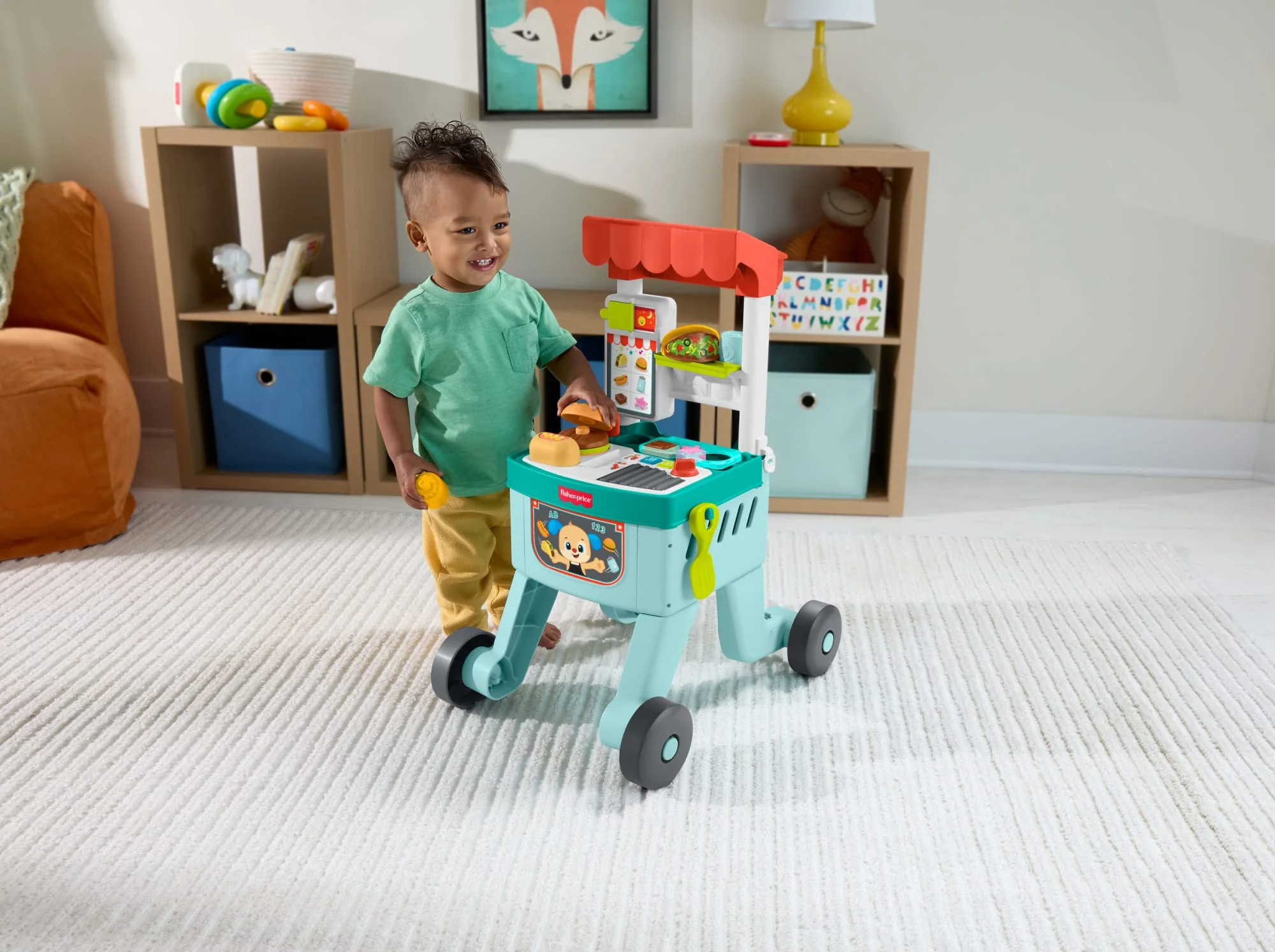 Yürüme Çağındaki Çocuklar Için Birden Fazla Dil Desteği Ve 14 Parçasıyla Fisher-Price Eğlen Ve Öğren 4'Ü 1 Arada Yiyecek Sepeti Yürüteç - Image 2