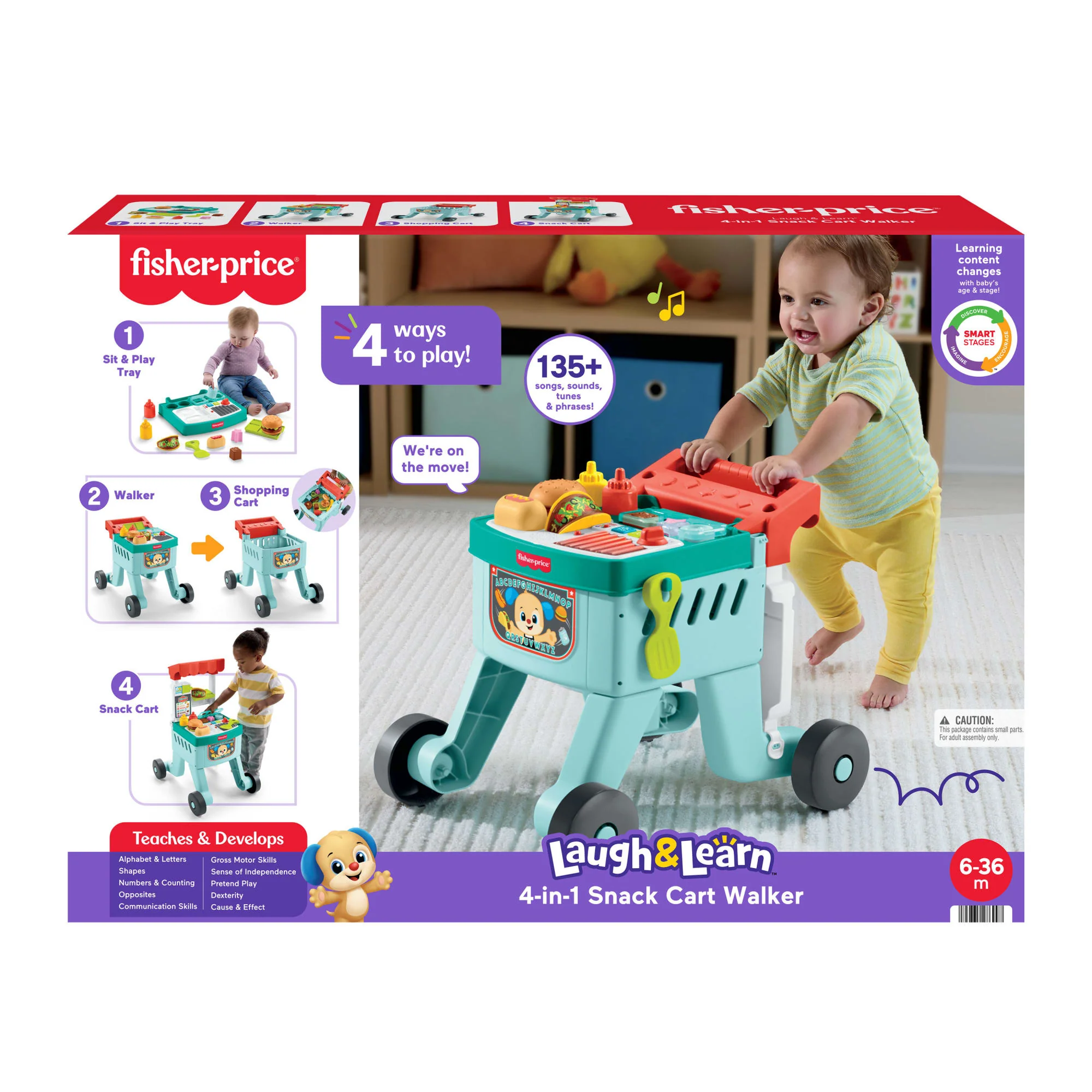 Yürüme Çağındaki Çocuklar Için Birden Fazla Dil Desteği Ve 14 Parçasıyla Fisher-Price Eğlen Ve Öğren 4'Ü 1 Arada Yiyecek Sepeti Yürüteç - Image 6