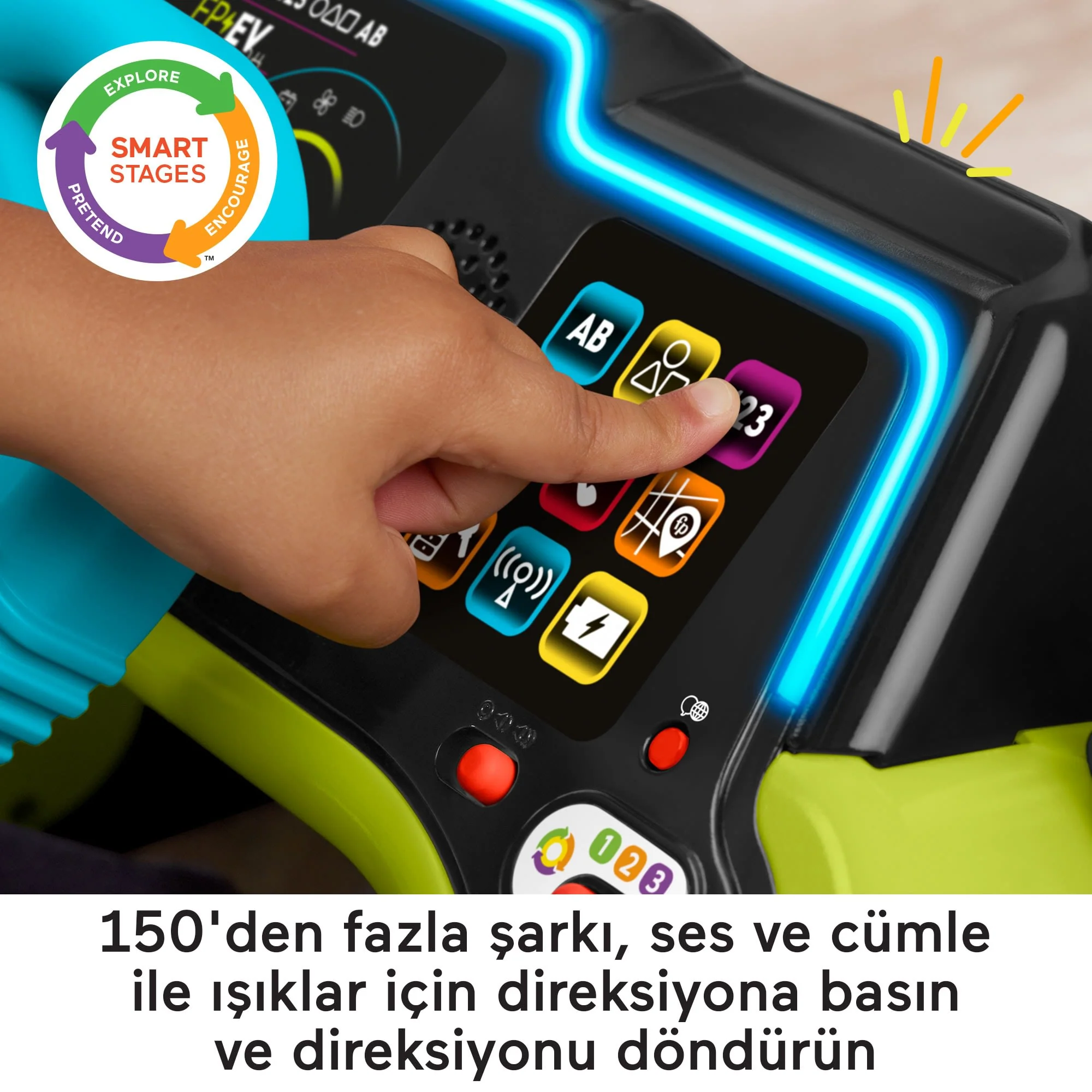 Fisher-Price Eğlen Ve Öğren Bebek Ve Yürüme Çağındaki Çocuklar Için Birden Fazla Dil Desteğine Sahip Eğitici İlk Arabam Aktivite Merkezi - Image 4