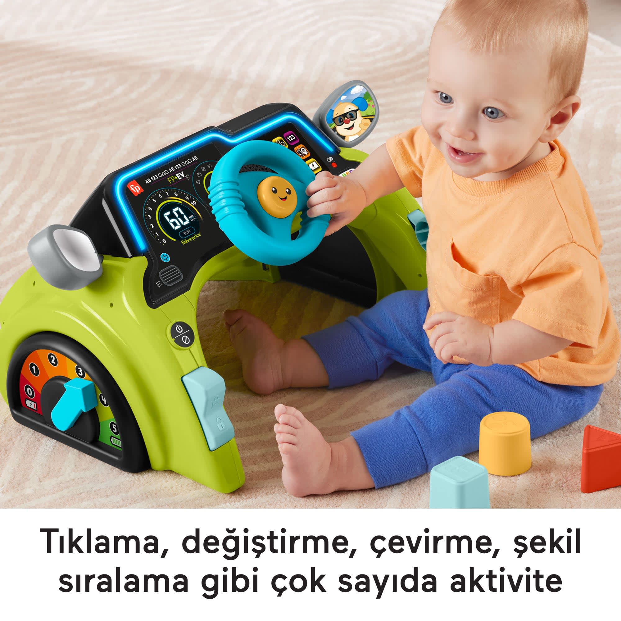 Fisher-Price Eğlen Ve Öğren Bebek Ve Yürüme Çağındaki Çocuklar Için Birden Fazla Dil Desteğine Sahip Eğitici İlk Arabam Aktivite Merkezi - Image 5