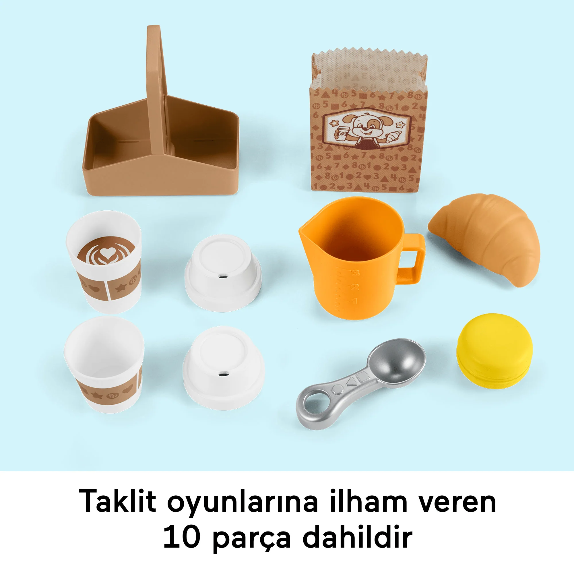 Fisher-Price Eğlen Ve Öğren Yürüme Çağındaki Çocuklar Için Birden Fazla Dil Desteği Ve 10 Parçasıyla Kahve Yapmayı Öğreniyorum Elektronik Oyuncak - Image 4