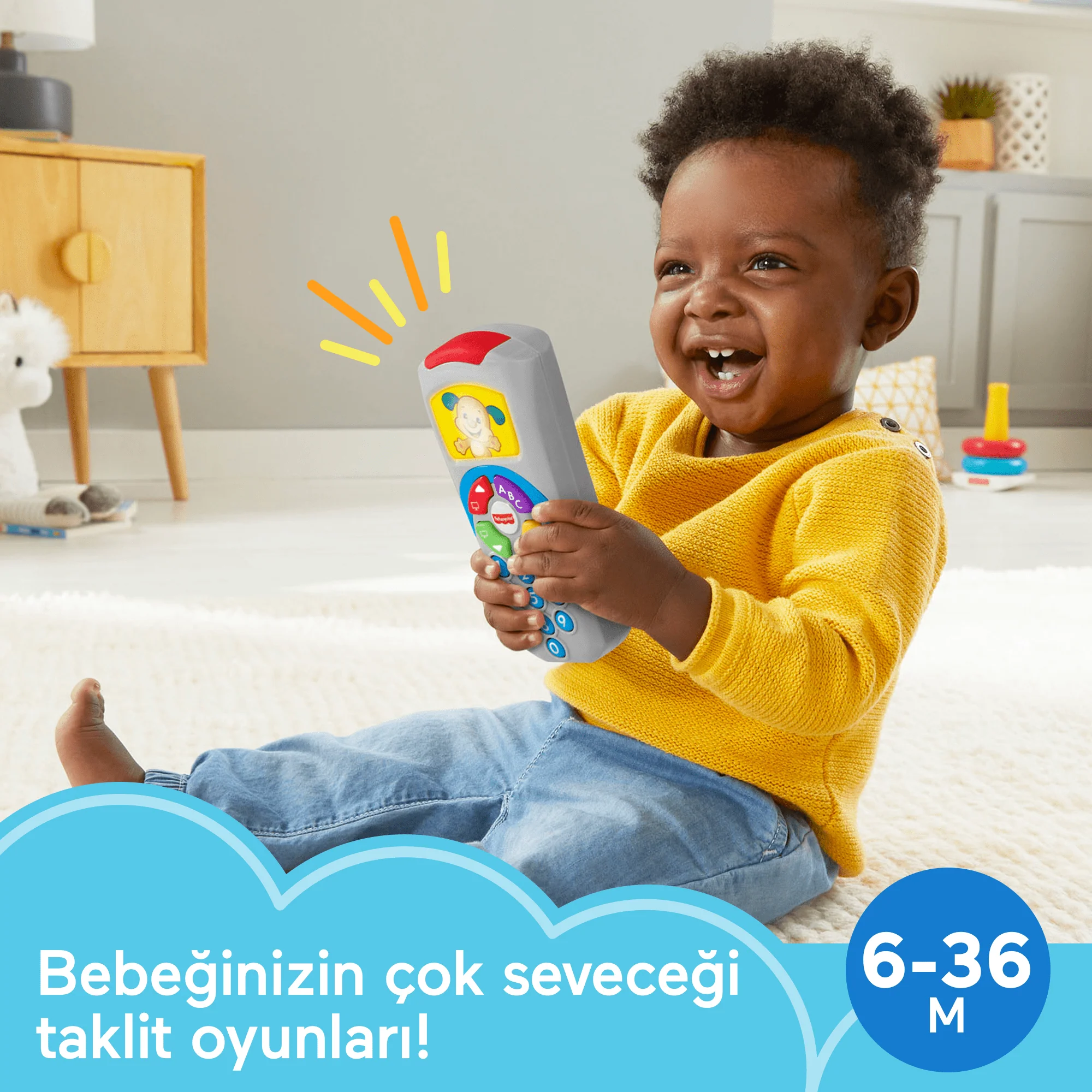 Türkçe Dil Desteğiyle Bebekler Ve Yürüme Çağındaki Çocuklar Için Işıklar Ve Şarkılar Içeren, Eğitici Fisher-Price Eğlen Ve Öğren Köpekçiğin Uzaktan Kumandası - Image 2