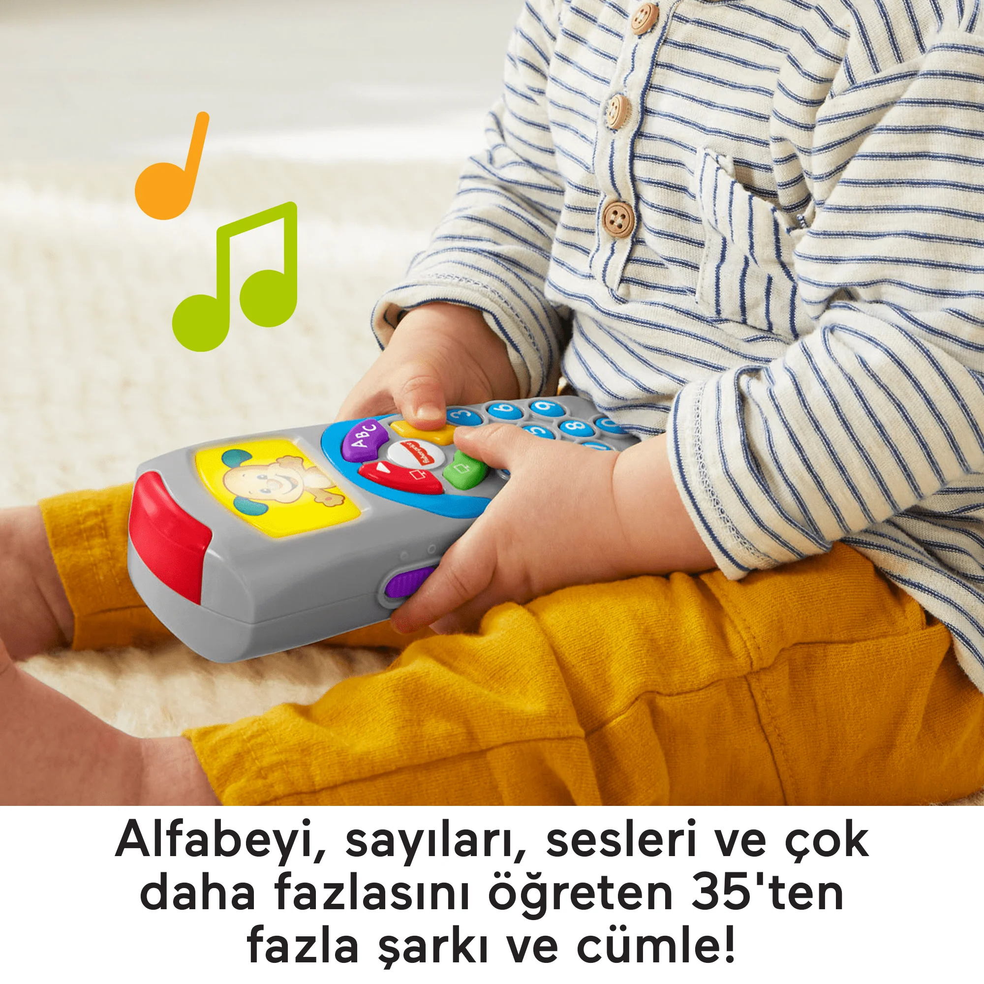 Türkçe Dil Desteğiyle Bebekler Ve Yürüme Çağındaki Çocuklar Için Işıklar Ve Şarkılar Içeren, Eğitici Fisher-Price Eğlen Ve Öğren Köpekçiğin Uzaktan Kumandası - Image 3