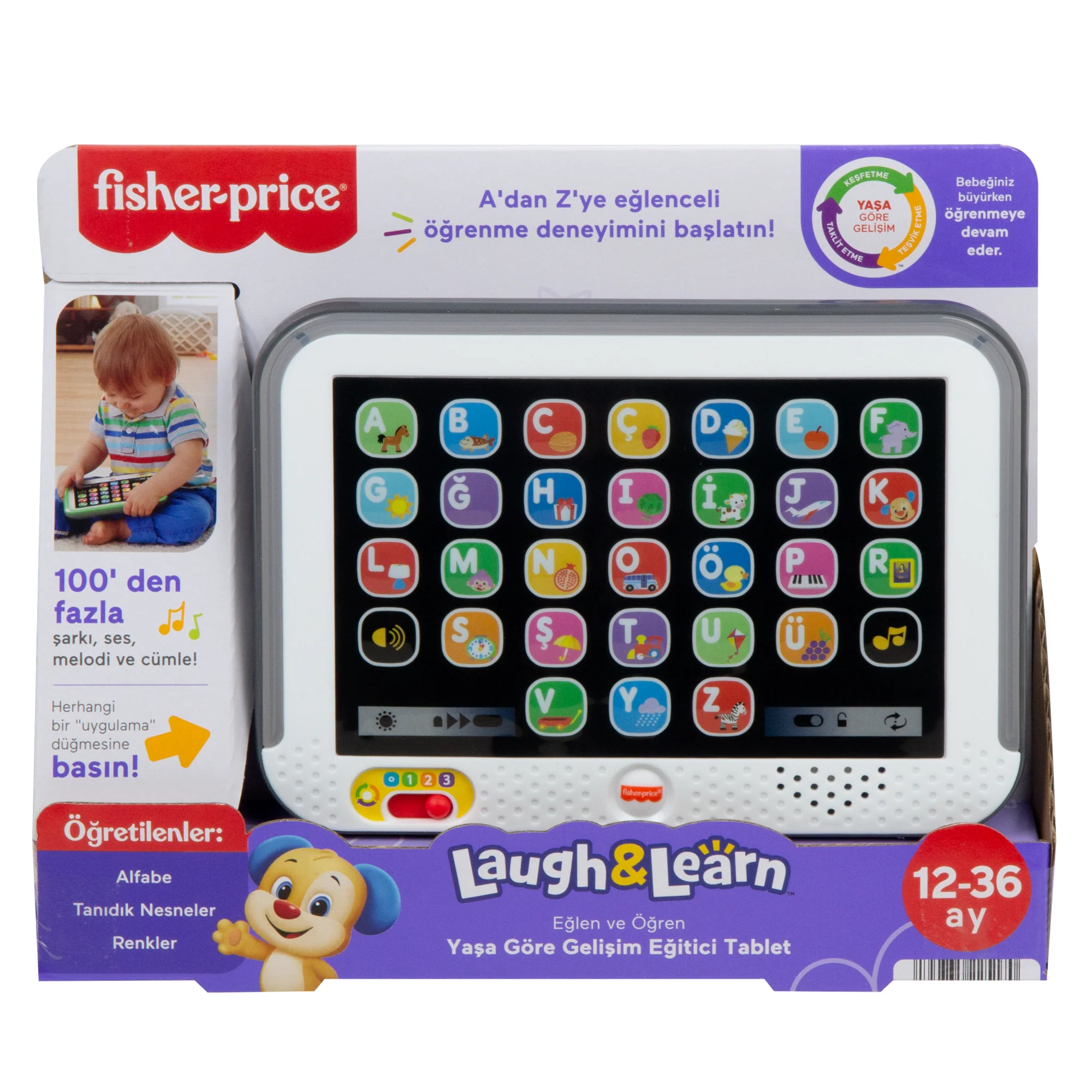 Türkçe Dil Desteğiyle Yürüme Çağındaki Çocuklar Için Müzikli Fisher-Price Eğlen Ve Öğren Yaşa Göre Gelişim Elektronik, Eğitici Oyuncak Tablet - Image 6