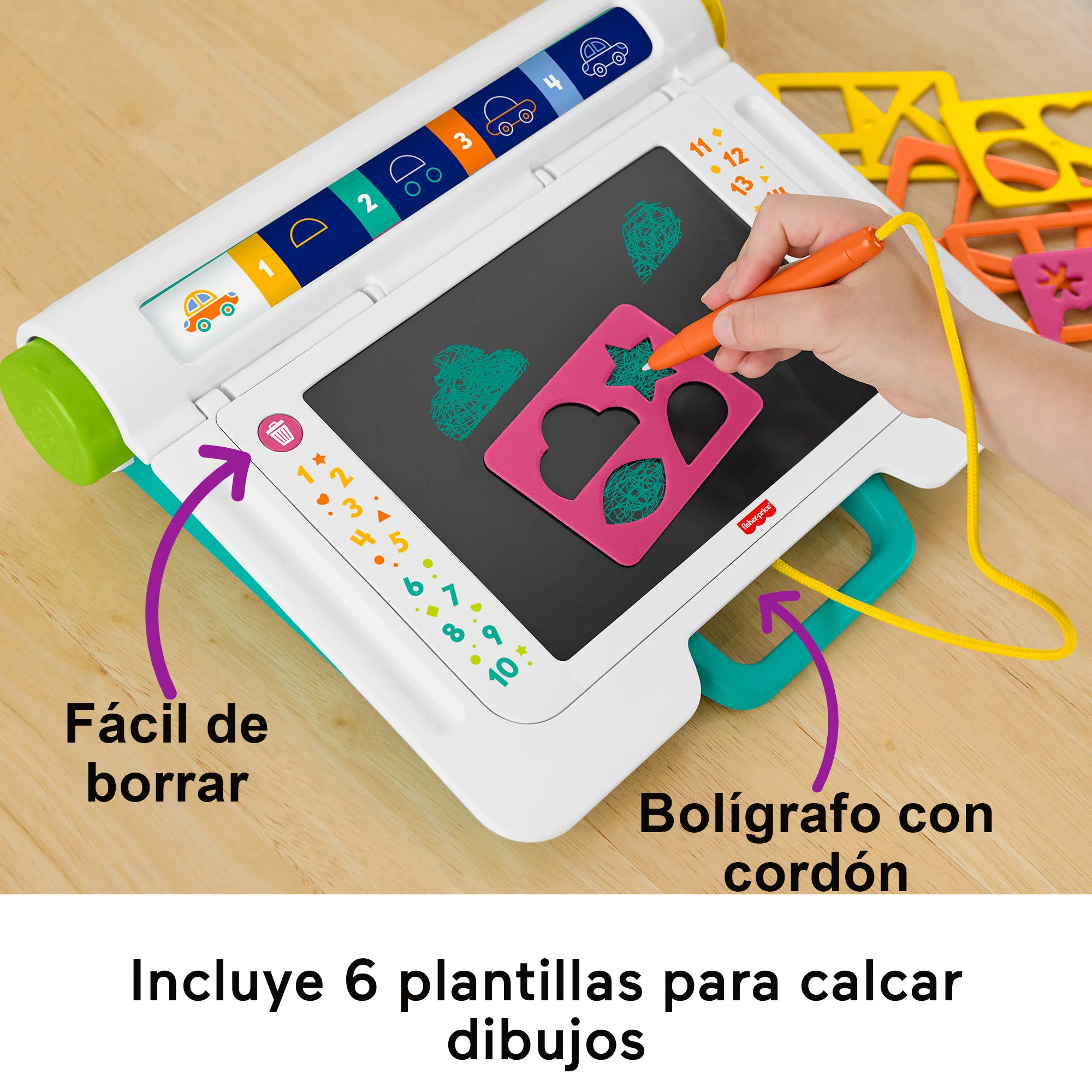 Escritorio Aprende Y Garabatea De Fisher-Price, Pizarra Para Escribir Y Dibujar Sin Ensuciar Con Pantalla Lcd Para Niños Y Niñas - Image 3