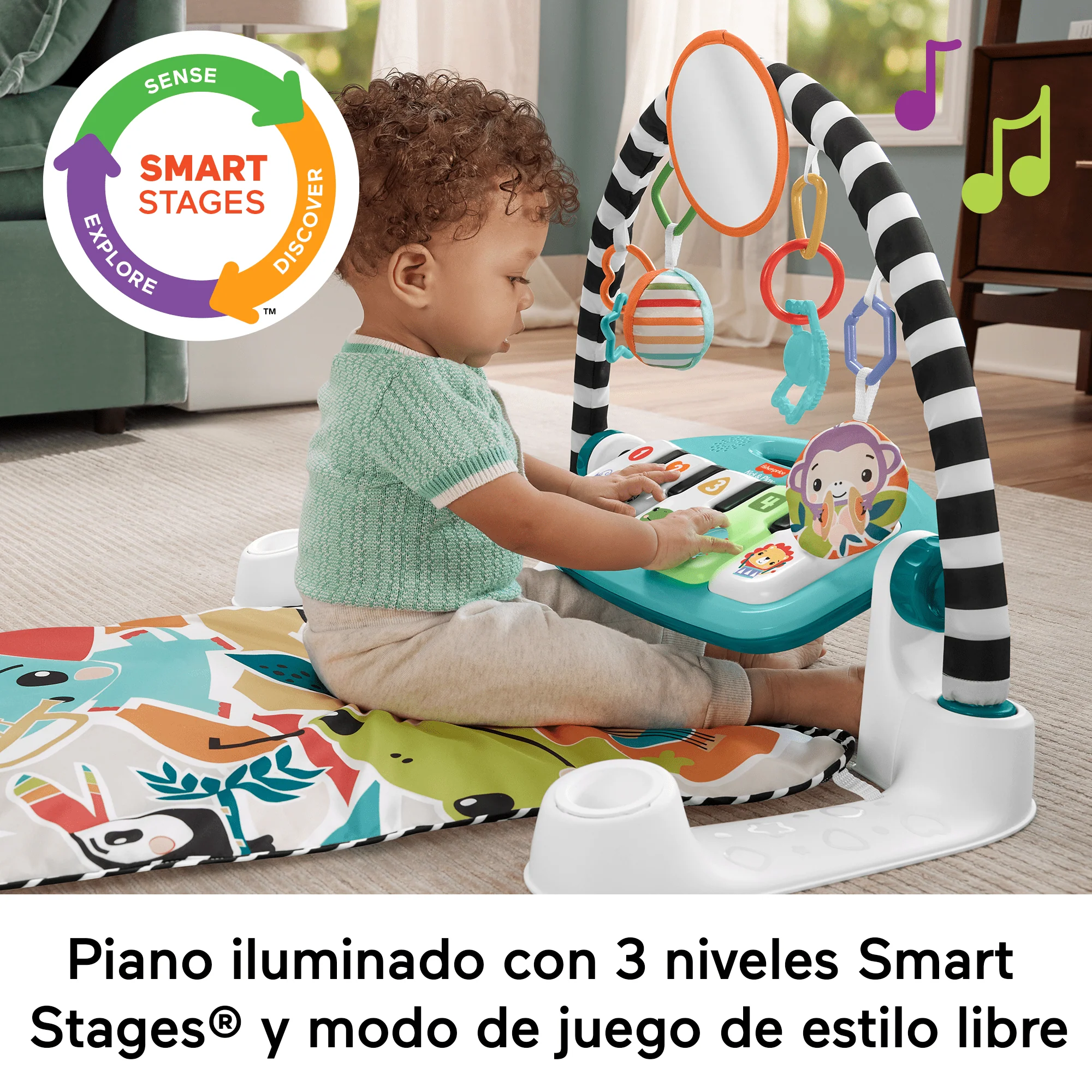 Fisher-Price Alfombra Con Piano Con Luces Y Sonidos Kick & Play Glow & Grow - Image 4