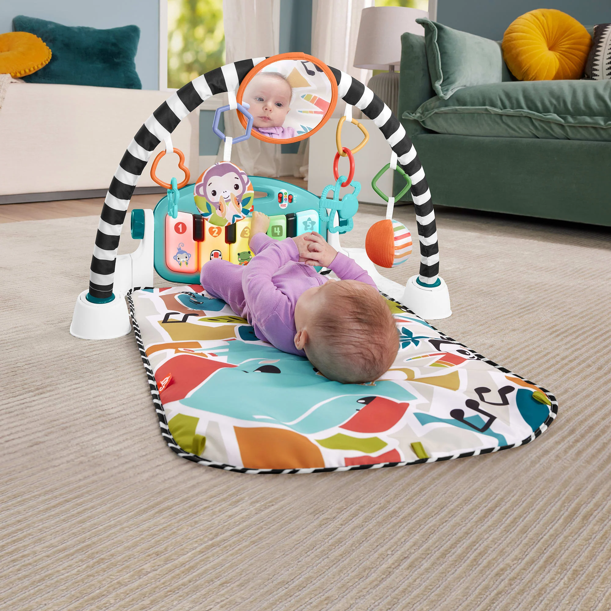 Gimnasio-Piano Pataditas Glow And Grow De Fisher-Price, Alfombra De Actividades Musical Para Bebés Con Contenido De Aprendizaje, Azul, Castellano - Image 2