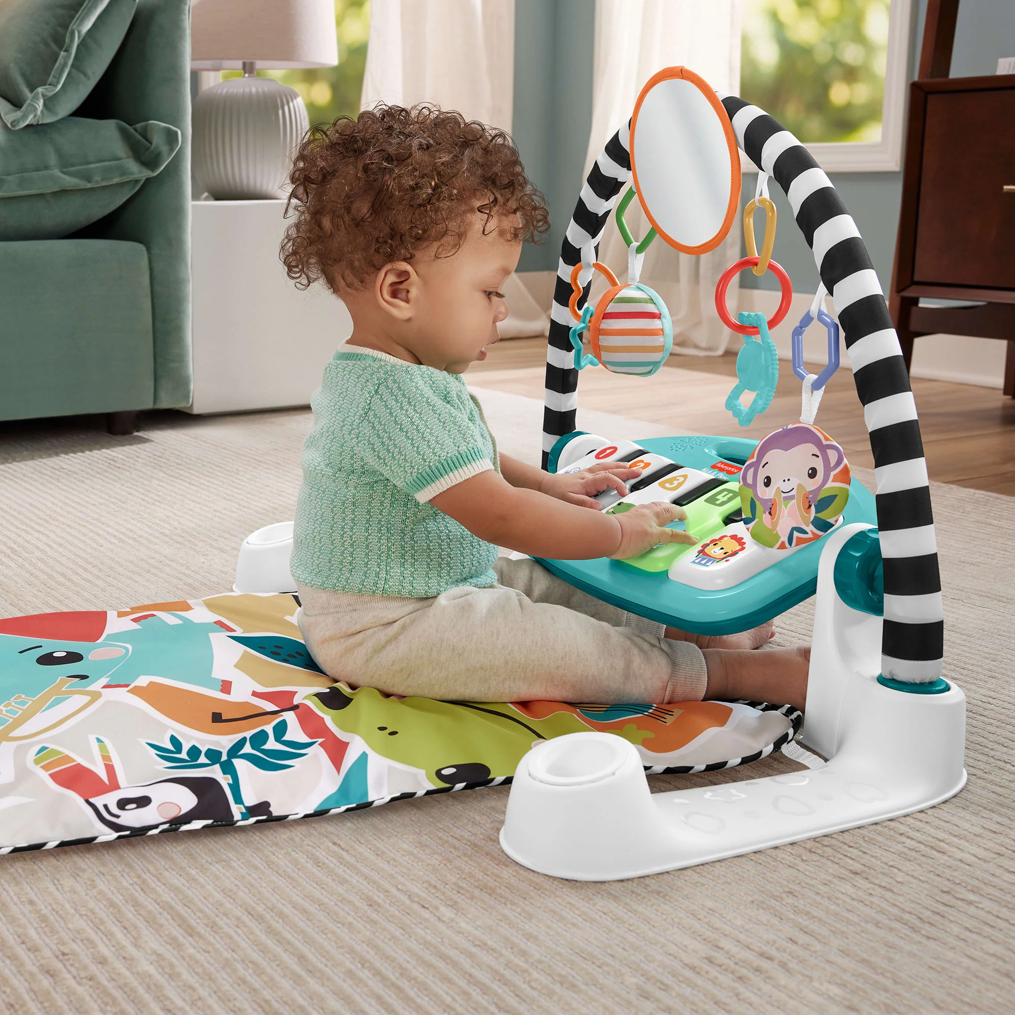 Gimnasio-Piano Pataditas Glow And Grow De Fisher-Price, Alfombra De Actividades Musical Para Bebés Con Contenido De Aprendizaje, Azul, Castellano - Image 4