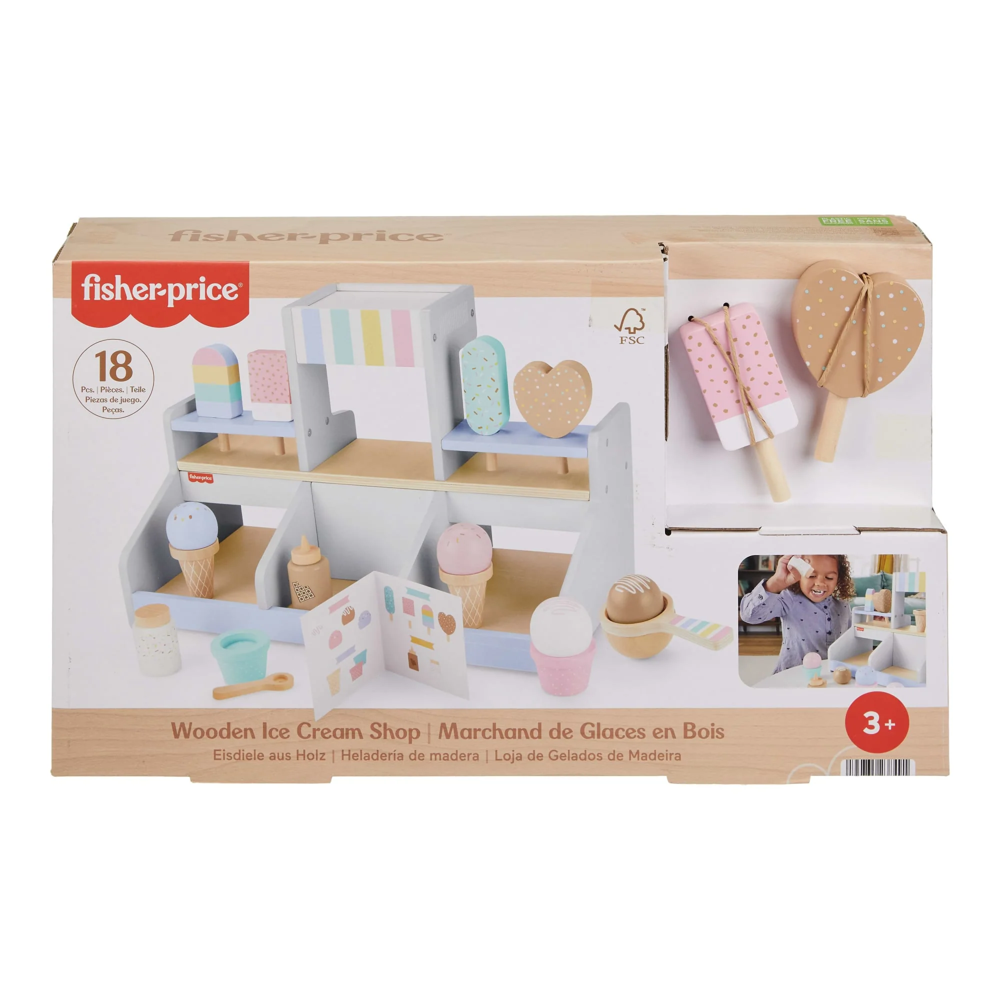 Juego De Imitación De Heladería De Madera De Fisher-Price Para Preescolar, 18 Piezas De Madera - Image 6