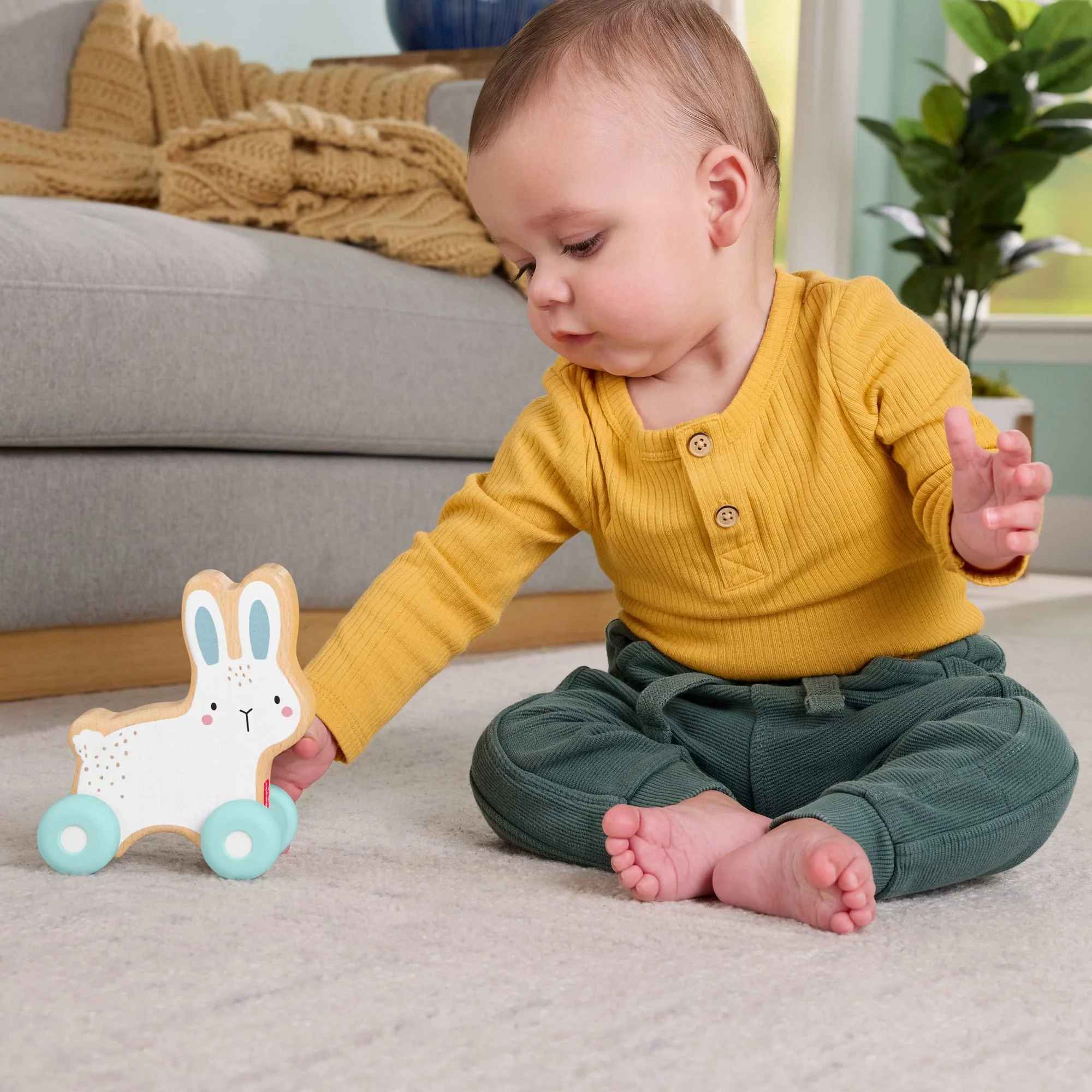 Fisher-Price Holz-Schiebehäschen Krabbelspielzeug Für Babys. 1 Holzteil - Image 2
