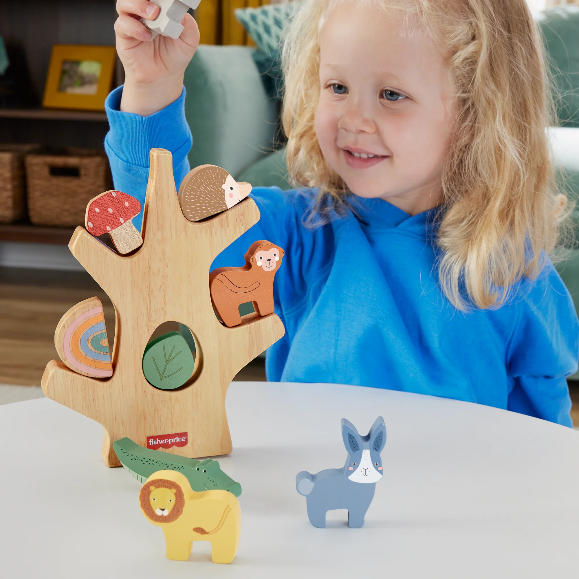 Fisher-Price Houten Balansboom, Stapelspeelgoed Voor Peuters, 10 Onderdelen - Image 2