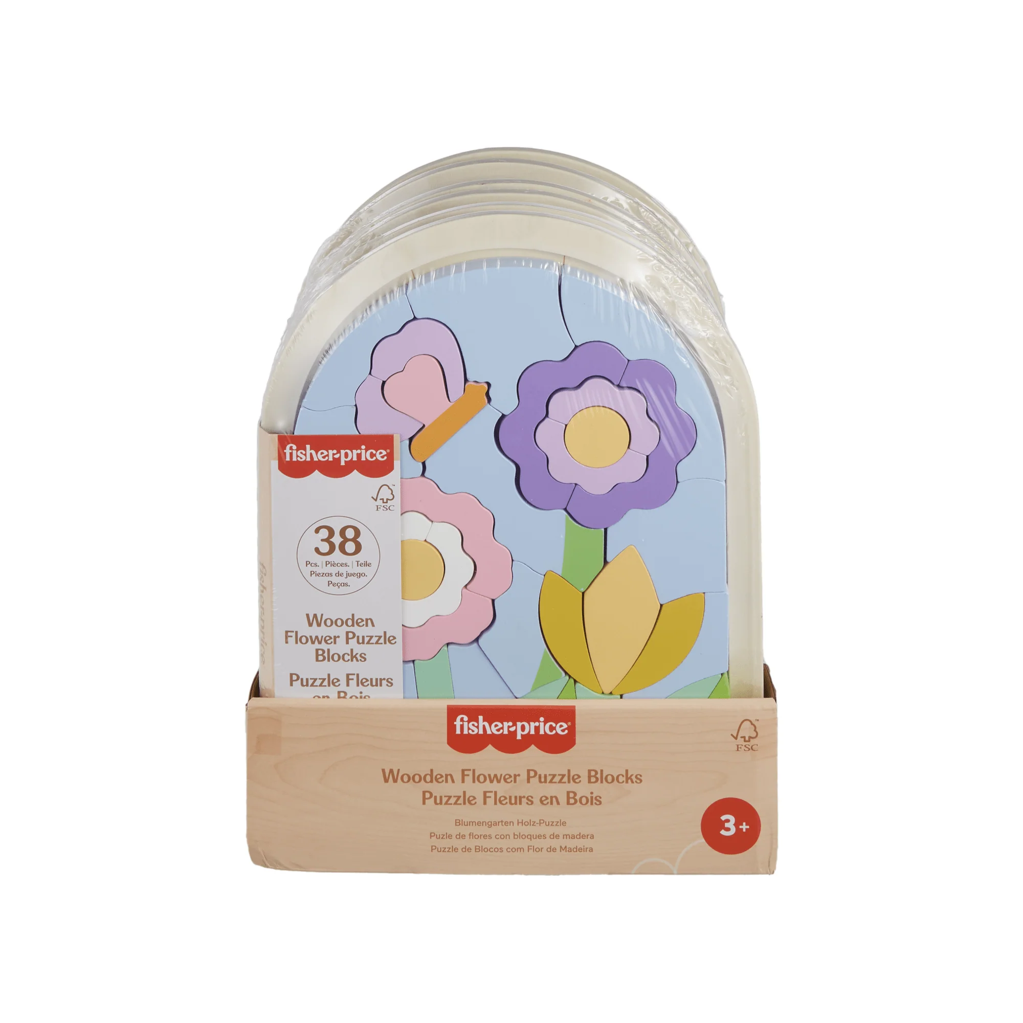 Fisher-Price Houten Bloemenpuzzelblokken Voor Kleuters, 37 Houten Blokken - Image 6