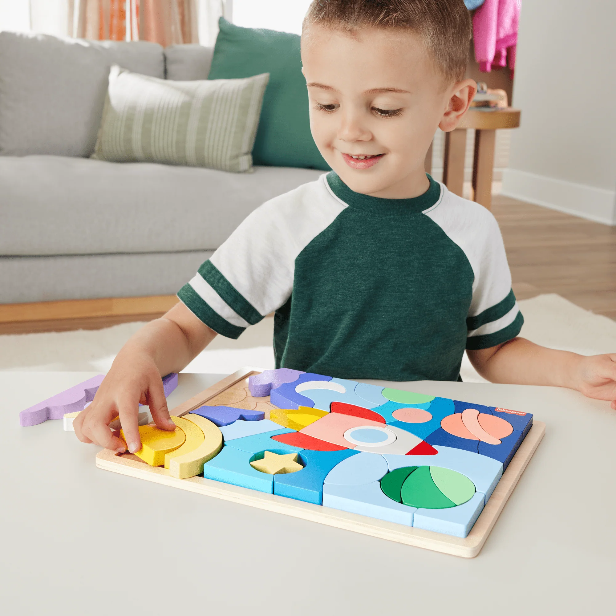 Fisher-Price Houten Ruimteblokkenpuzzel Voor Kleuters, 42 Houten Blokken - Image 2