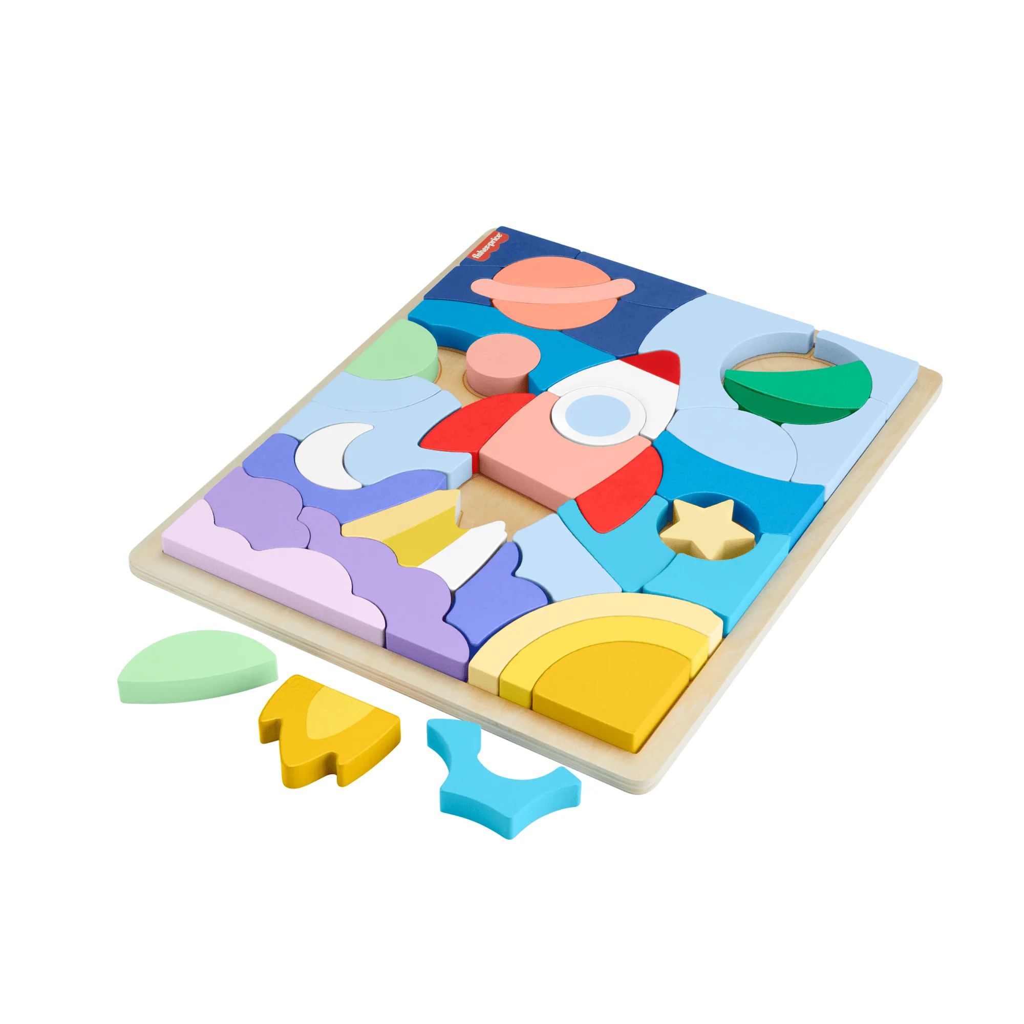 Fisher-Price Houten Ruimteblokkenpuzzel Voor Kleuters, 42 Houten Blokken - Image 5