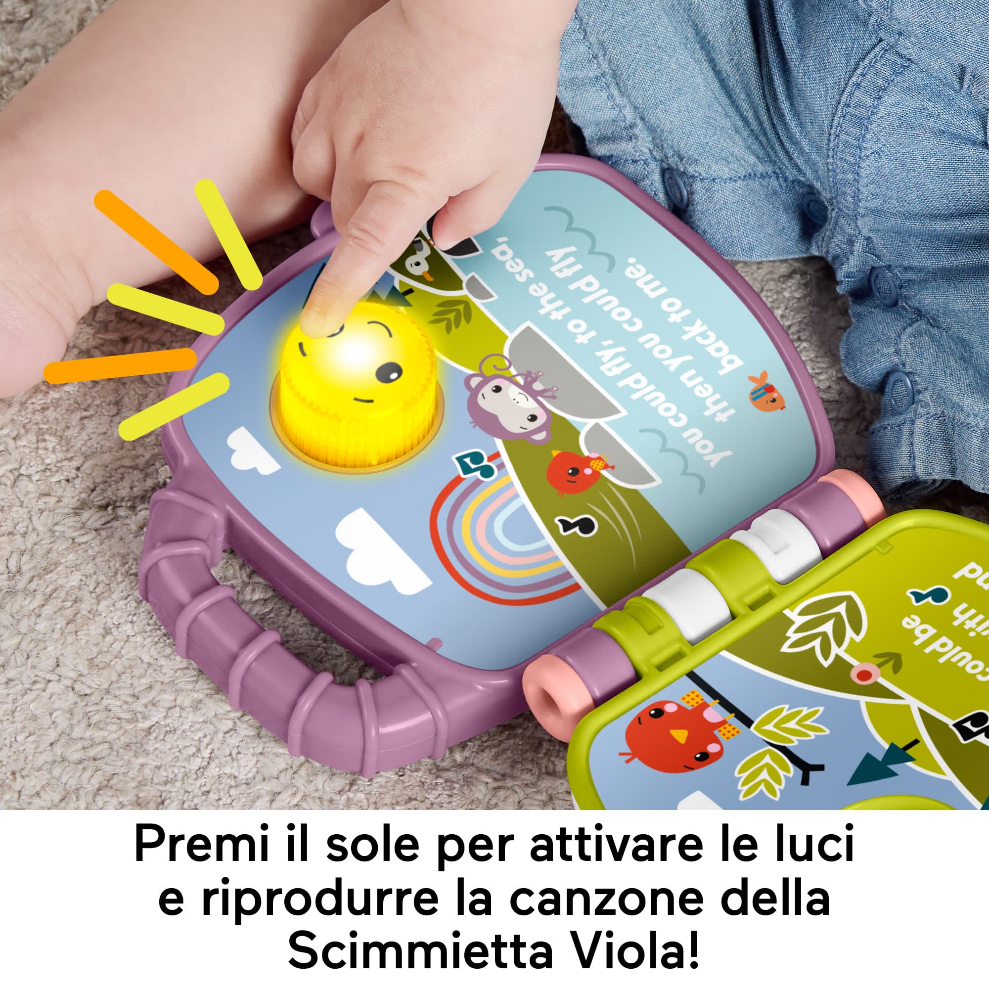 Fisher-Price Il Libro Delle Canzoncine Della Scimmietta Viola Per Neonati E Bambini Con Luci E Suoni, Versione Italiana - Image 3