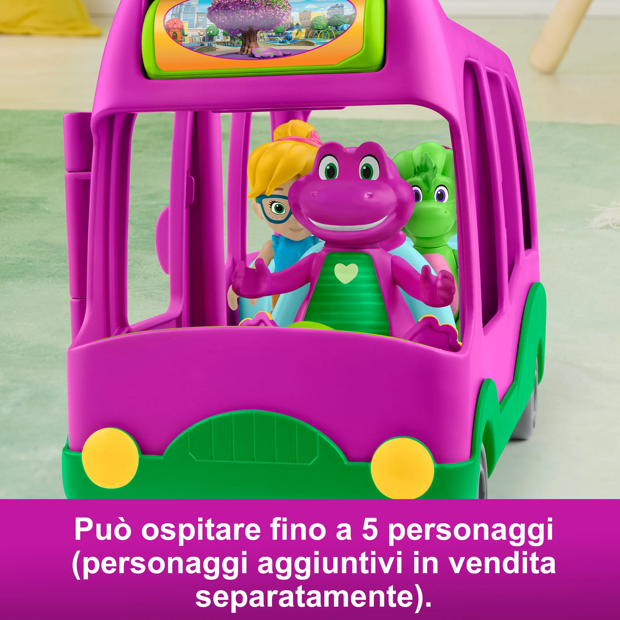 Fisher-Price Il Mondo Di Barney Autobus Delle Avventure, Giocattolo A Spinta E Personaggio Di Barney Per Bambini, 2 Pezzi - Image 5