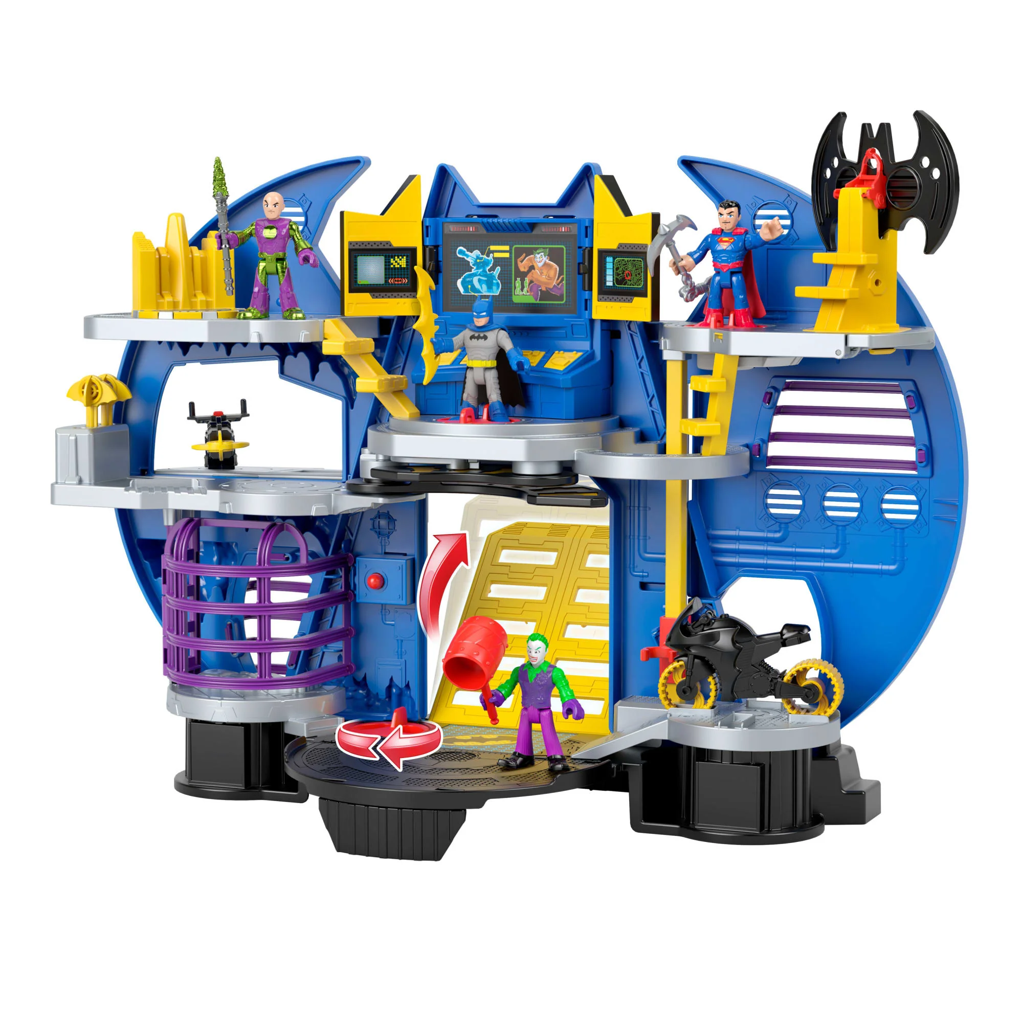 Fisher-Price Imaginext DC Super Friends Batcave Showdown Set With 4 Action Figures, Batcycle & More