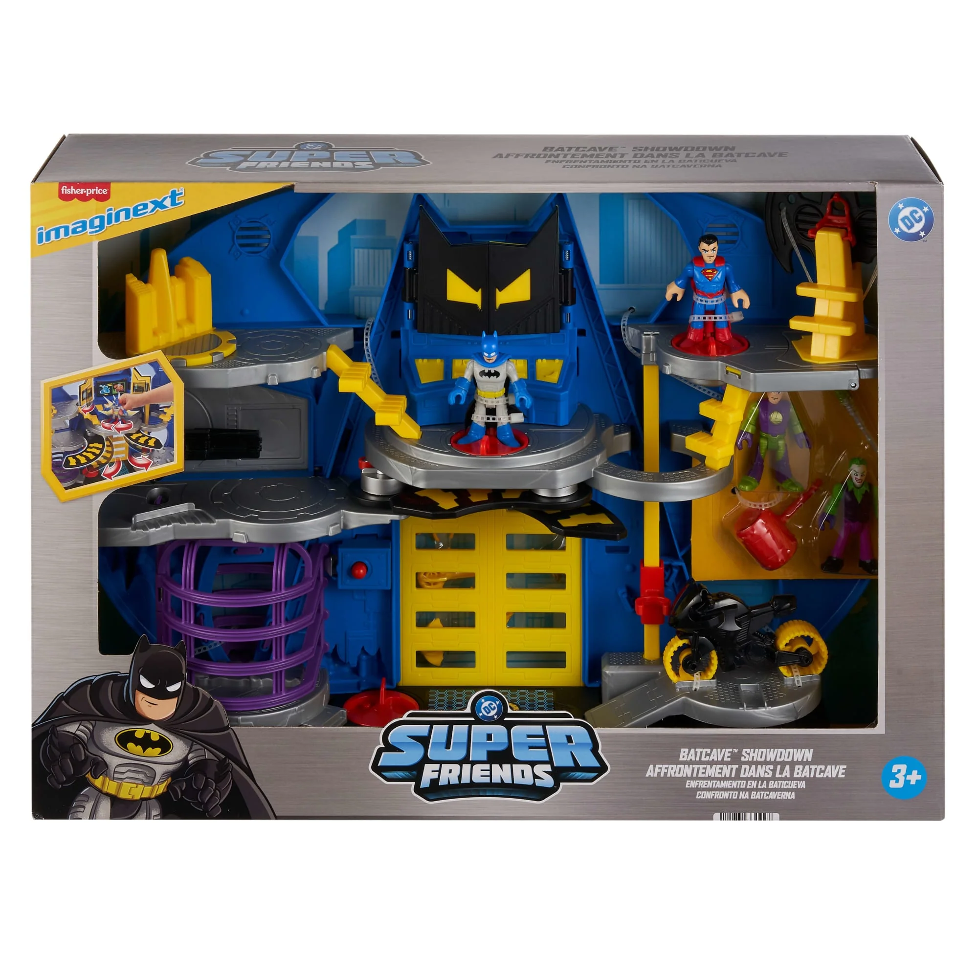 Fisher-Price Imaginext DC Super Friends Batcave Showdown Set With 4 Action Figures, Batcycle & More - Image 6