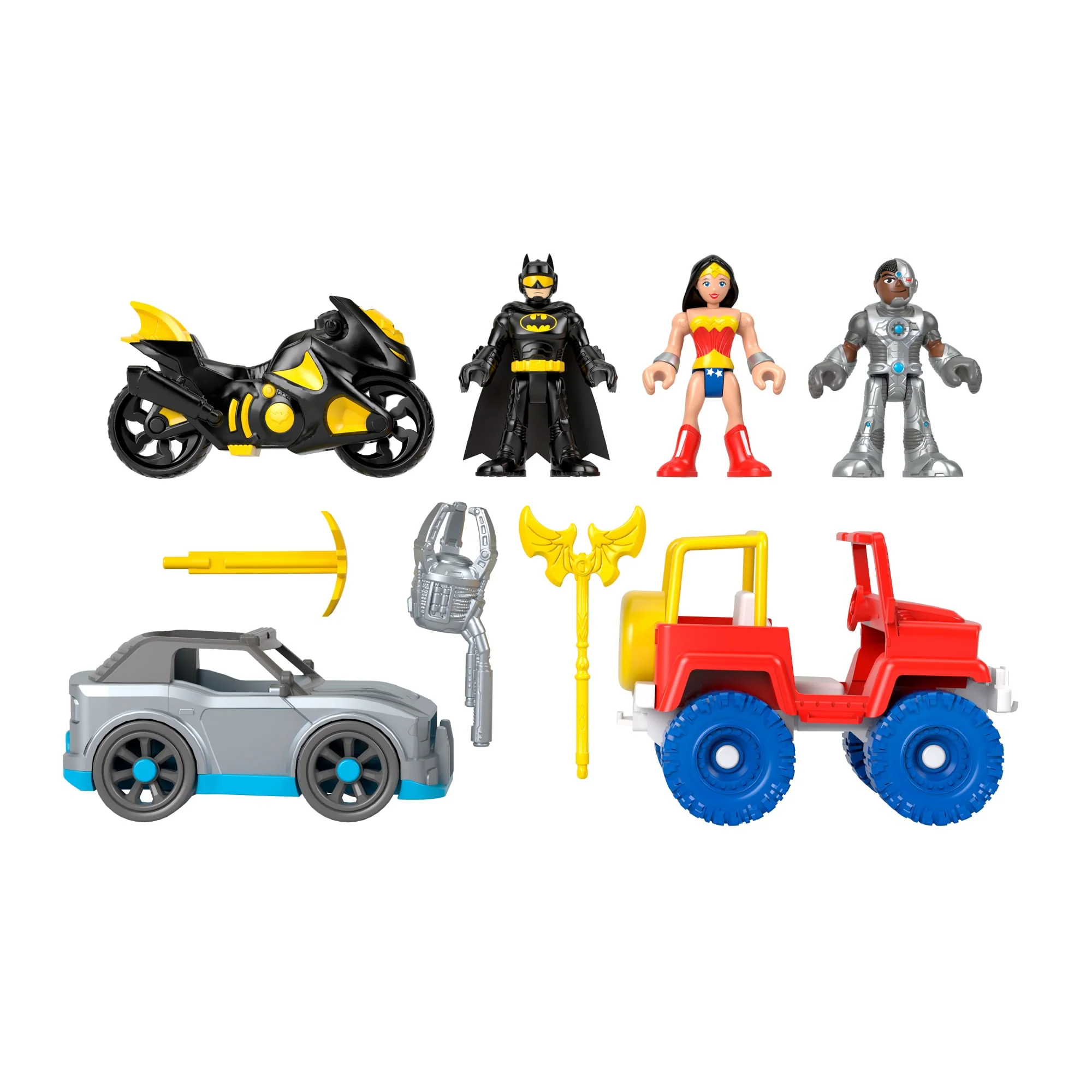 Wonder Woman Ve Cyborg Figürleriyle Imaginext DC Super Friends Batman Hediye Seti, Okul Öncesi Çağdaki Çocuklara Yönelik 9 Parçalı Oyuncak - Image 2