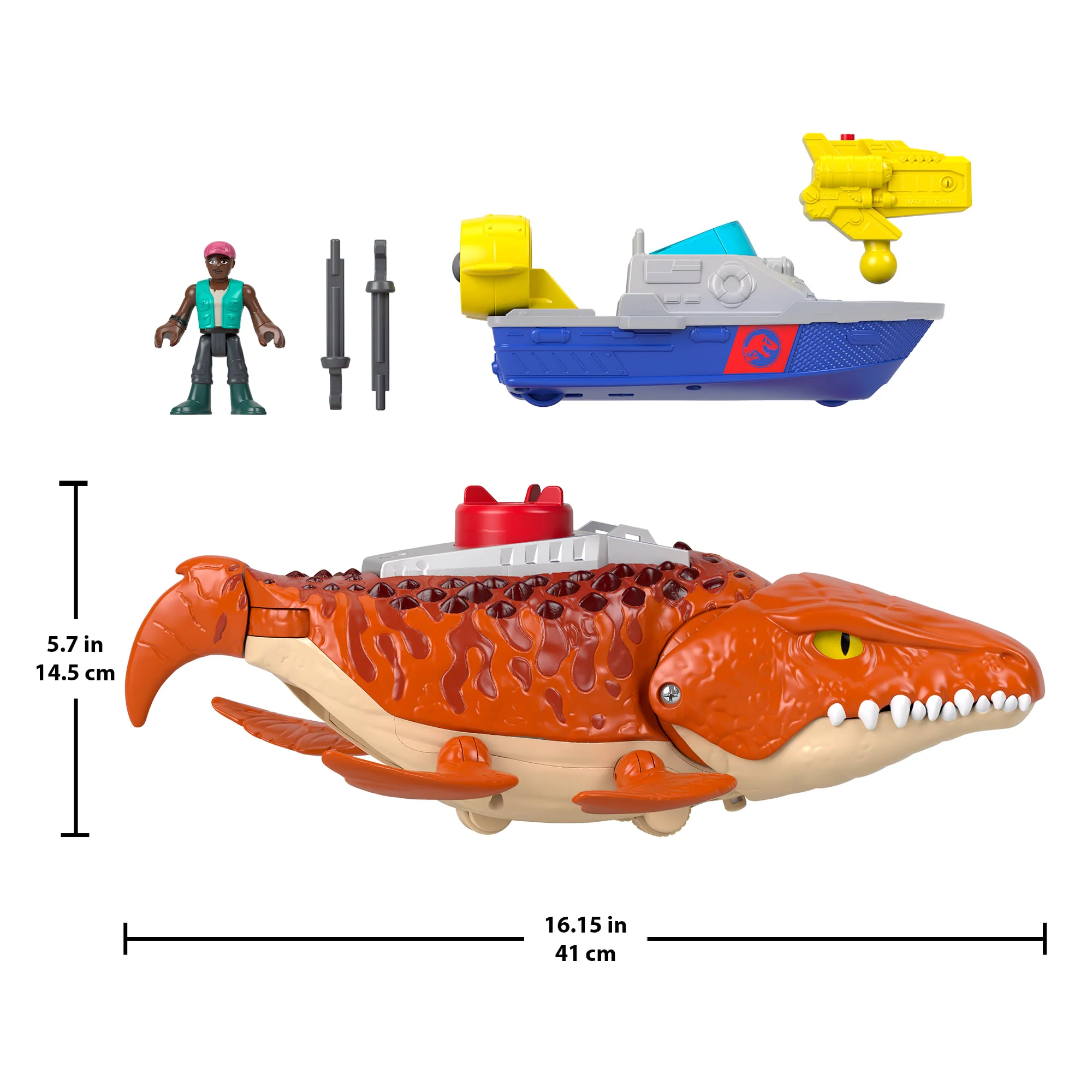 Fisher-Price Imaginext Jurassic World: Die Wiedergeburt“ Wasserjäger Schnapp-Mosasaurus Dinosaurier-Spielzeug Spielset - Image 5
