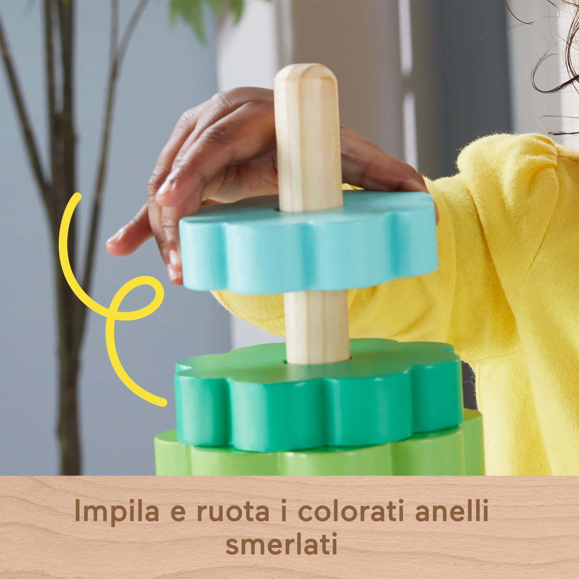 Fisher-Price Impilatore Anelli In Legno, Giocattolo Per La Abilità Motorie Complesse Per Bimbi Piccoli, 10 Pezzi In Legno - Image 3